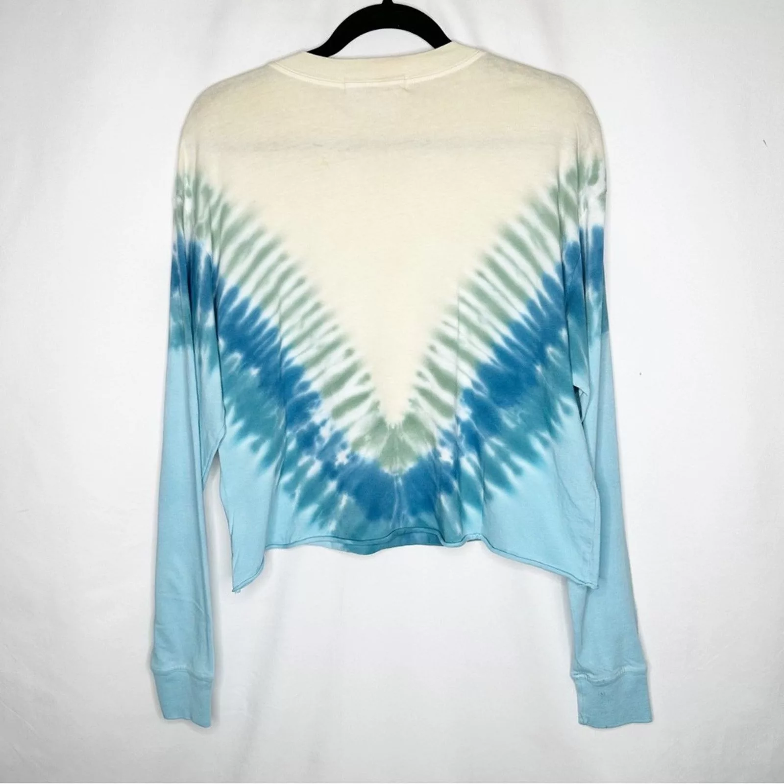 Daydreamer Blouses DAYDREAMER Yale Beach View Cropped Tie Dye Pullover NWT XS Blue