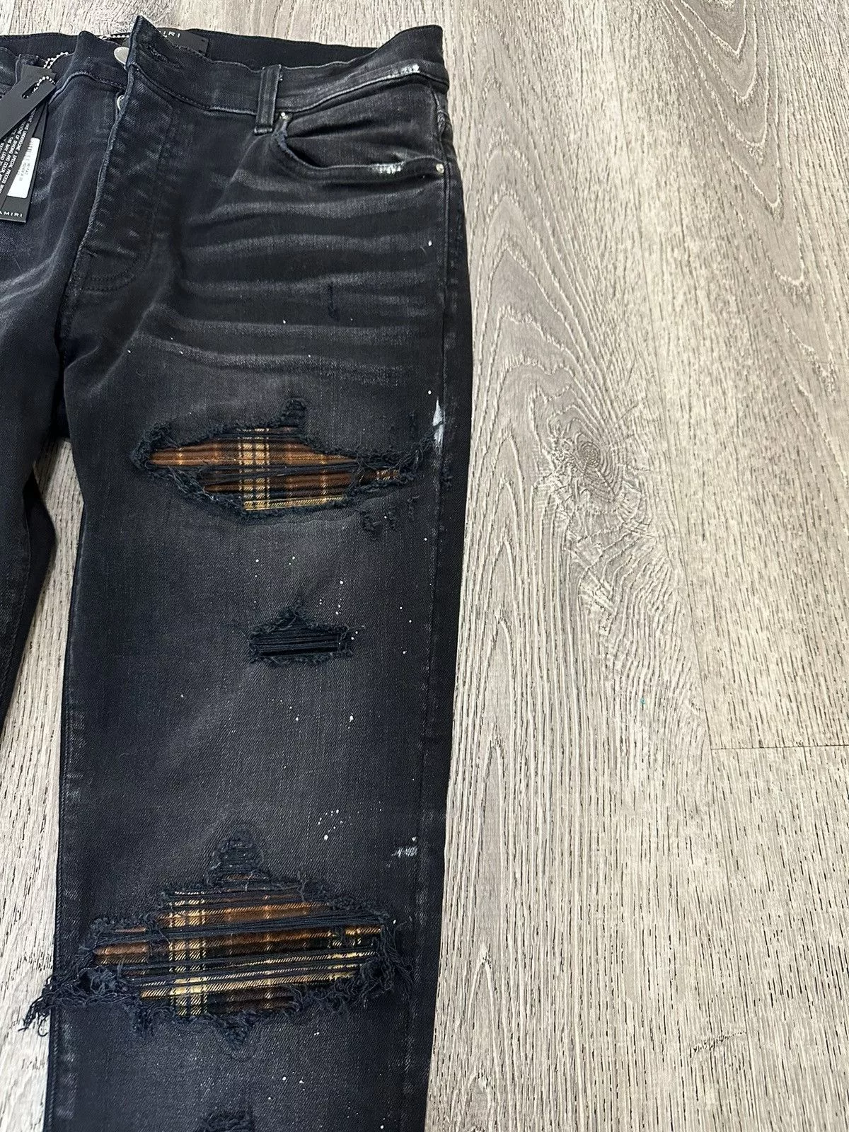 Amiri Denim Amiri MX1 Plaid Denim Aged Black
