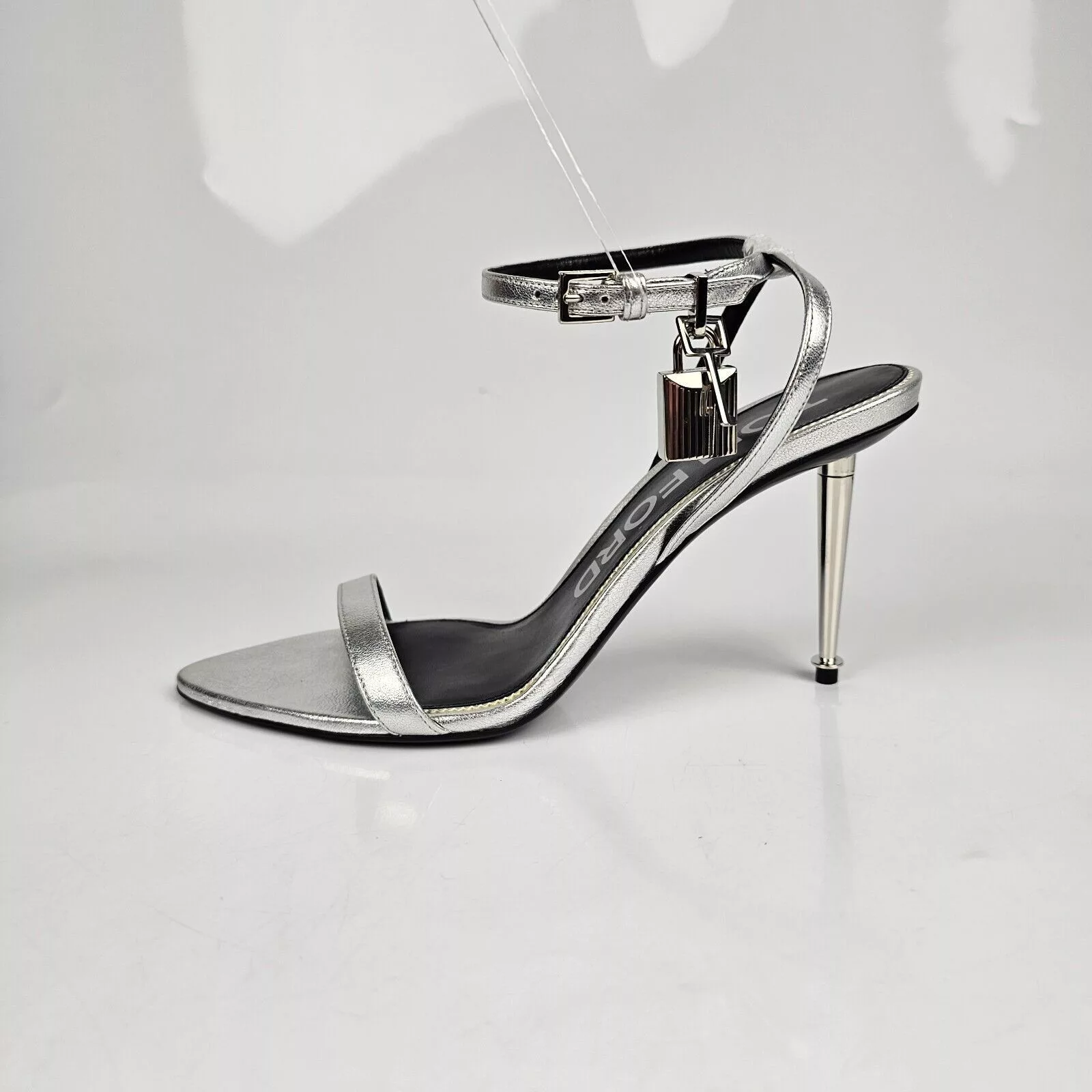 Tom Ford Heels Tom Ford Padlock 85mm Silver Sandals New