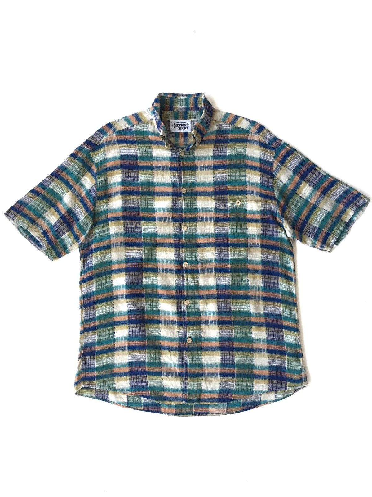 Missoni Shirts Button Ups Missoni Sport Multicolor Check Linen Blend Hawaiian Shirt Vintage
