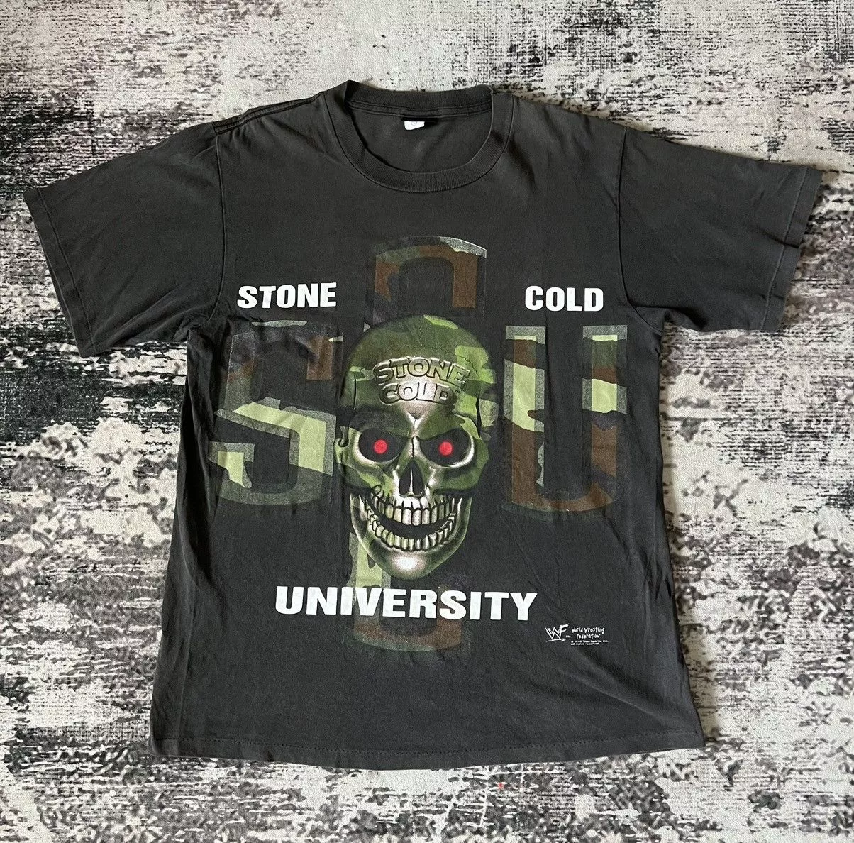 Changes Short Sleeve T Shirts Changes × Vintage × WWF VINTAGE WWF - Stone Cold University - Class of 3:16 Black