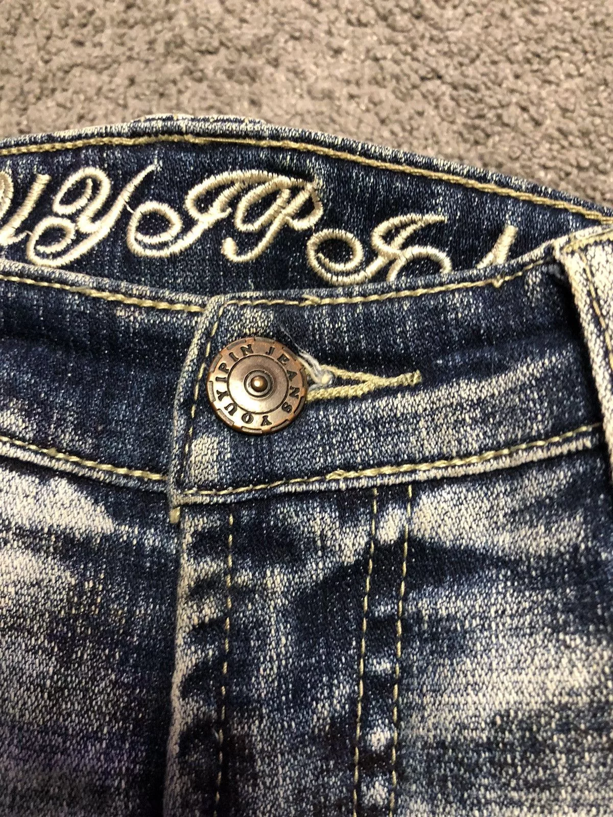 Vintage Jeans vintage y2k embroidery rave flared denim jeans Blue