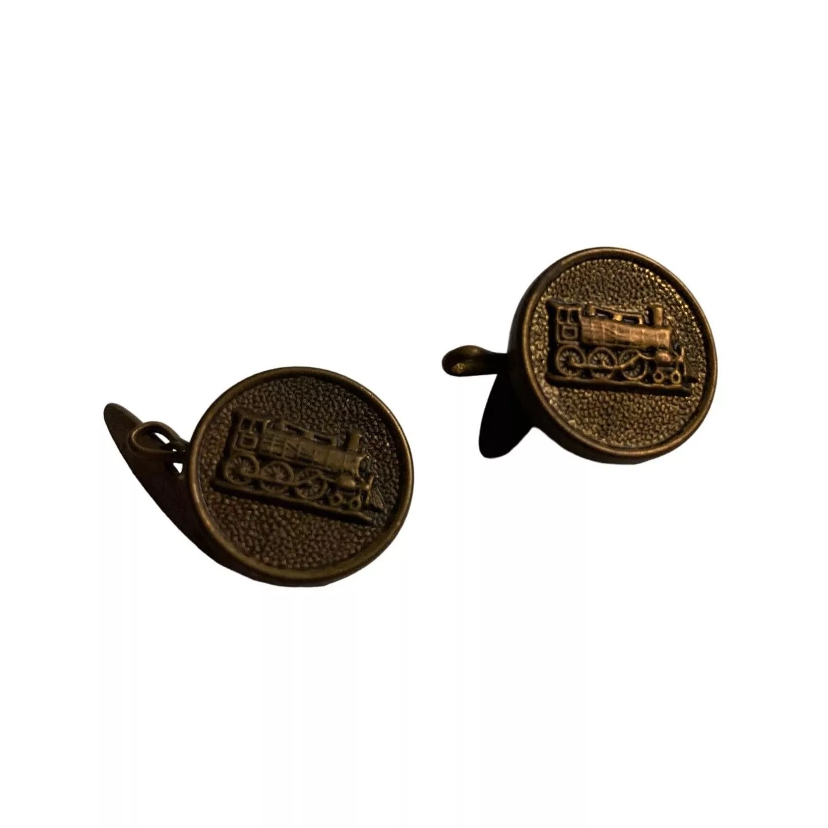 Other Miscellaneous Other Vintage Men's Round Button Train Cufflinks Brown