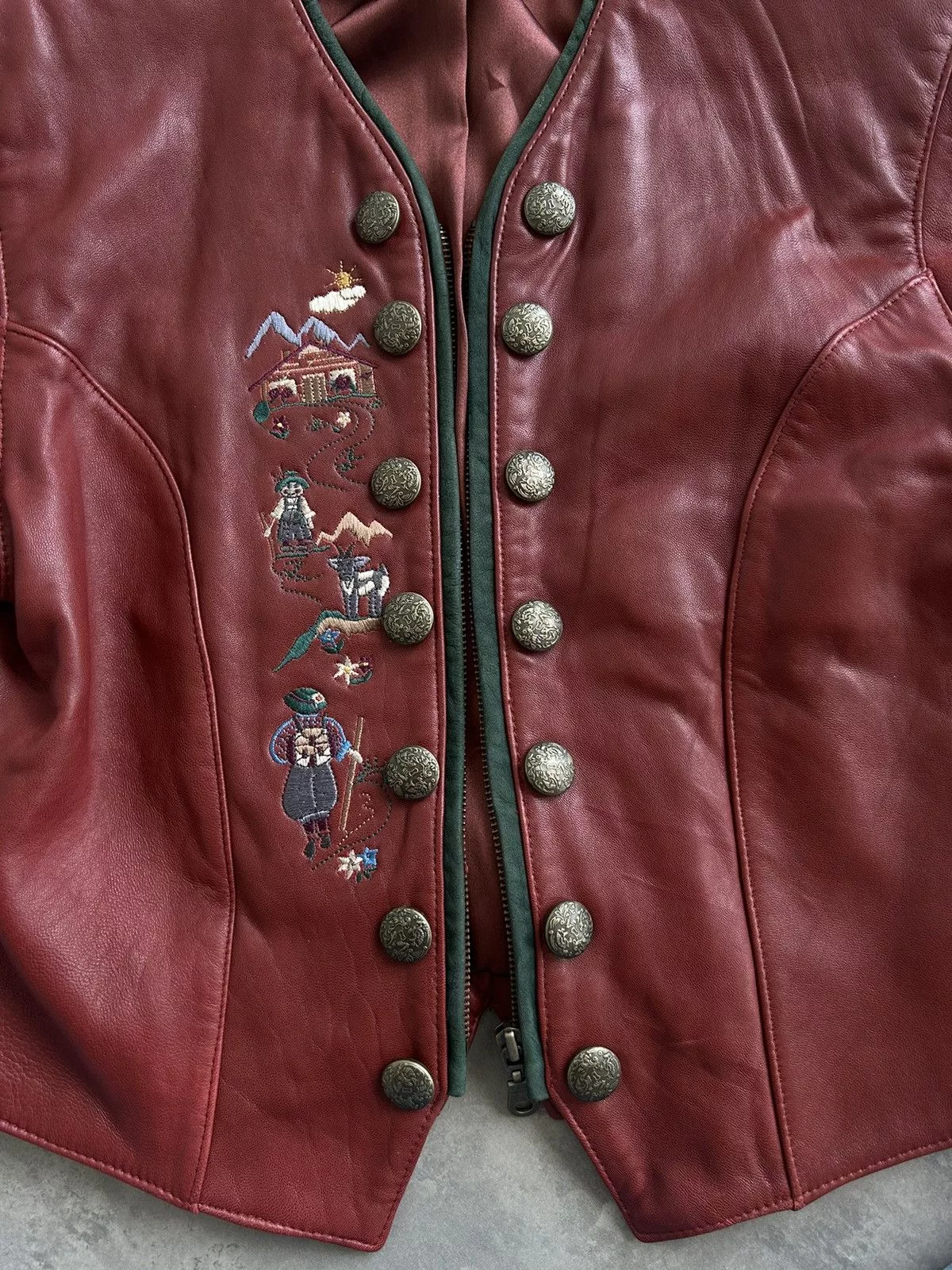 Vintage Leather Jackets RARE Gorgeous Leather Cherry Vintage Jacket with embroidery Red