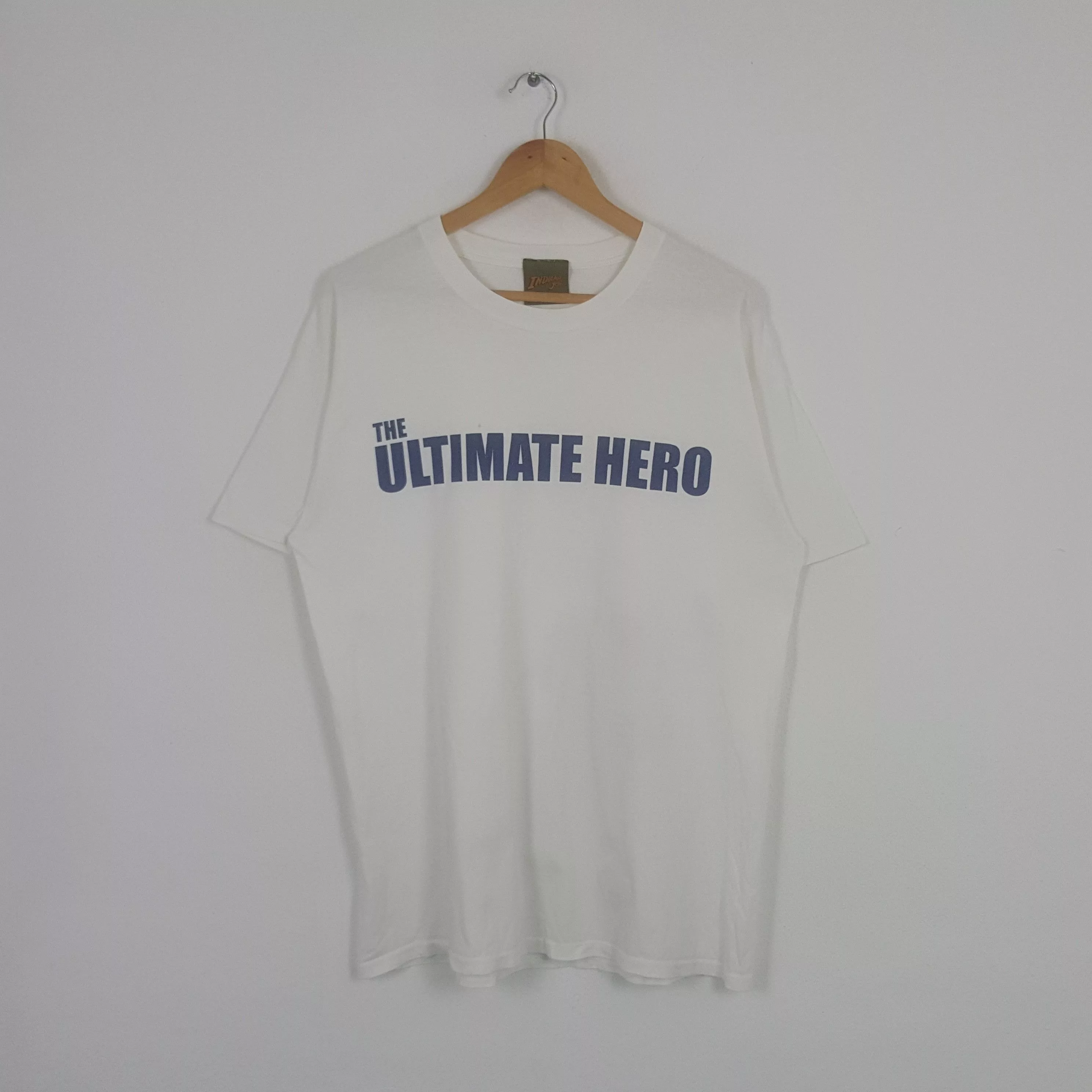 Universal Studios Short Sleeve T Shirts Universal Studios × Vintage Vintage Indiani Jones The Ultimate Hero Movie Tshirt White