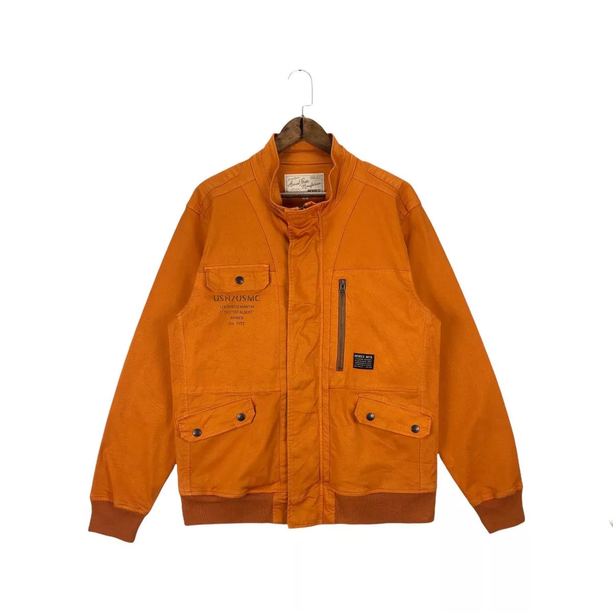 Avirex Light Jackets Avirex Lockheed Martin USN USMC Cotton Jacket Orange