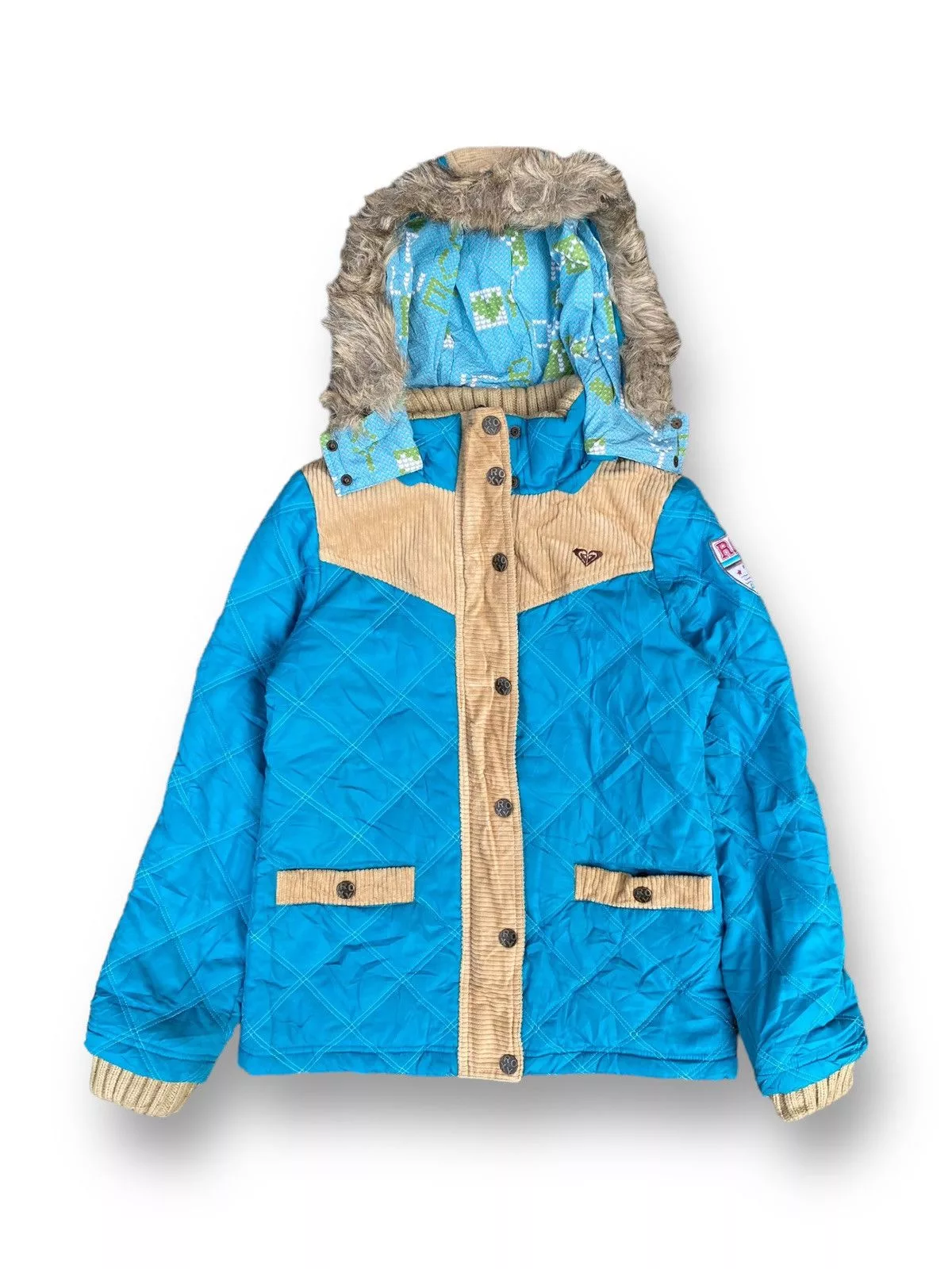 Quiksilver Light Jackets Quiksilver VINTAGE ROXY QUICKSILVER HOODIE DOWN JACKET. #C7 Blue