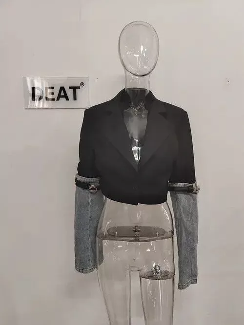 Jean Jeans Jeans High Waist Straight Patchwork Black Avant-Garde