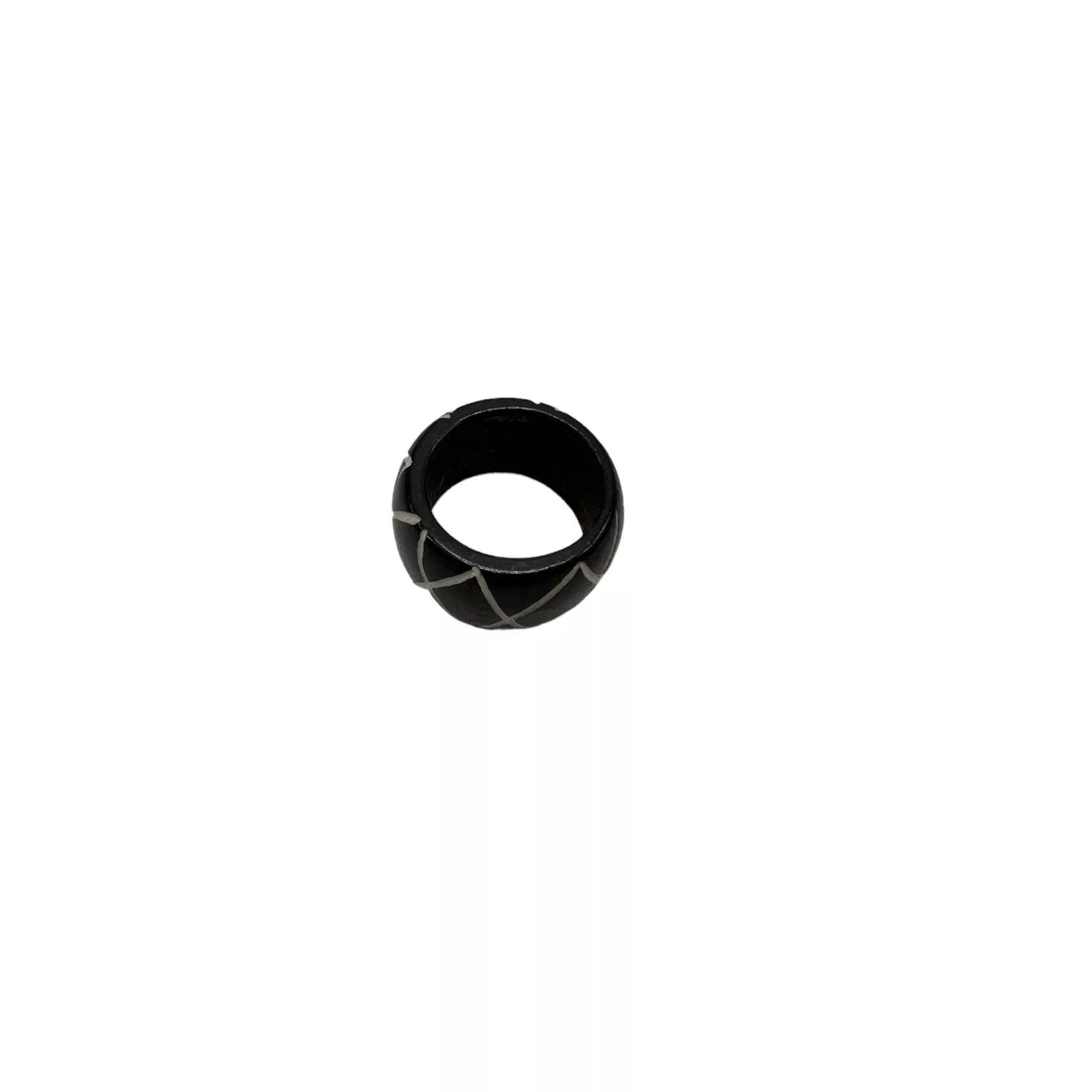 Handmade Rings Handmade Carved Dark Stained Wood Ring Cross Hatch Pattern Brown