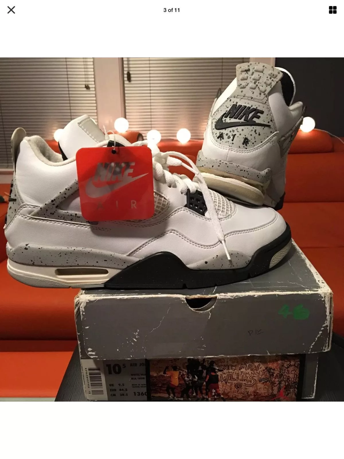 Nike Hi Top Sneakers Nike AIR JORDAN 4 OG 1999 White Cement BNIB Some Flaws Uppers Are DS