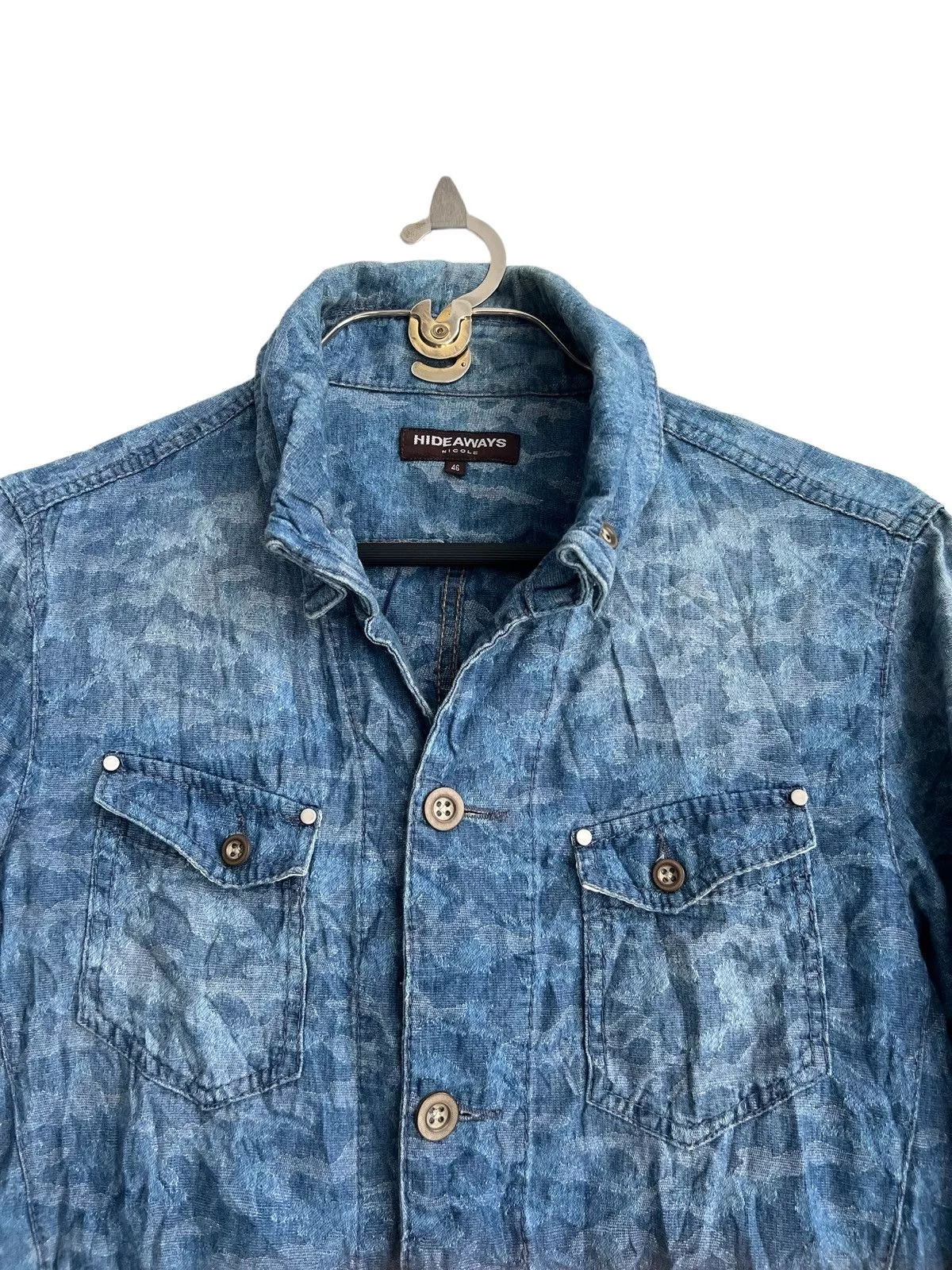 HIDEAWAYS Denim Jackets HIDEAWAYS × If Six Was Nine Hideaways Military Cargo Pocket Bono Work Tactical Shirt Jkt Black Vintage