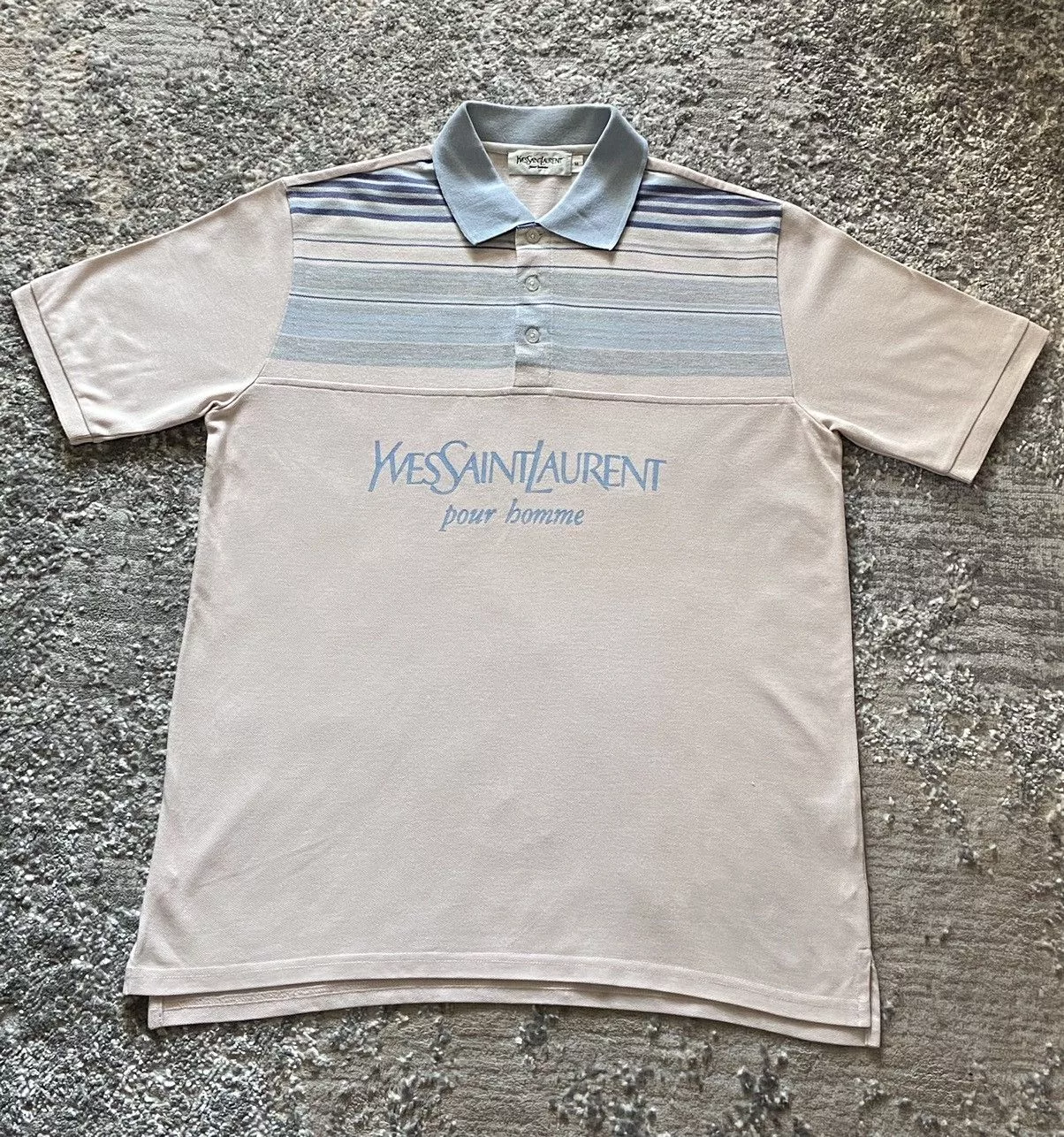 Vintage Polos Vintage × Yves Saint Laurent Yves Saint Laurent Polo Big Logo Blue