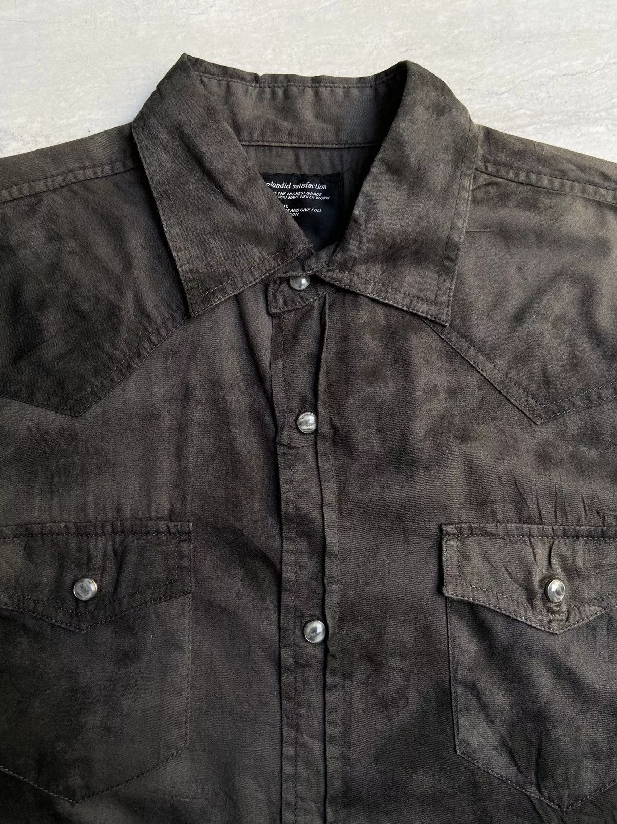 Designer Shirts Button Ups Designer × Japanese Brand × Seditionaries SPLENDID SATISFACTION Tie Dye Patterned Laces Shirt Black
