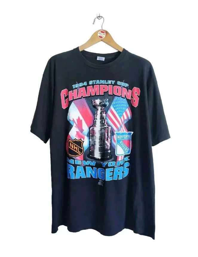 NHL Short Sleeve T Shirts NHL × Vintage Vintage New York Rangers 1994 Stanley Cup Champions t-shirt Black
