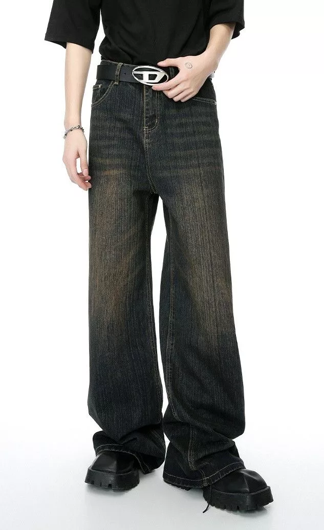 Japanese Brand Denim Japanese Brand × Jean Retro bamboo pattern design distressed washed jeans trend Blue Streetwear