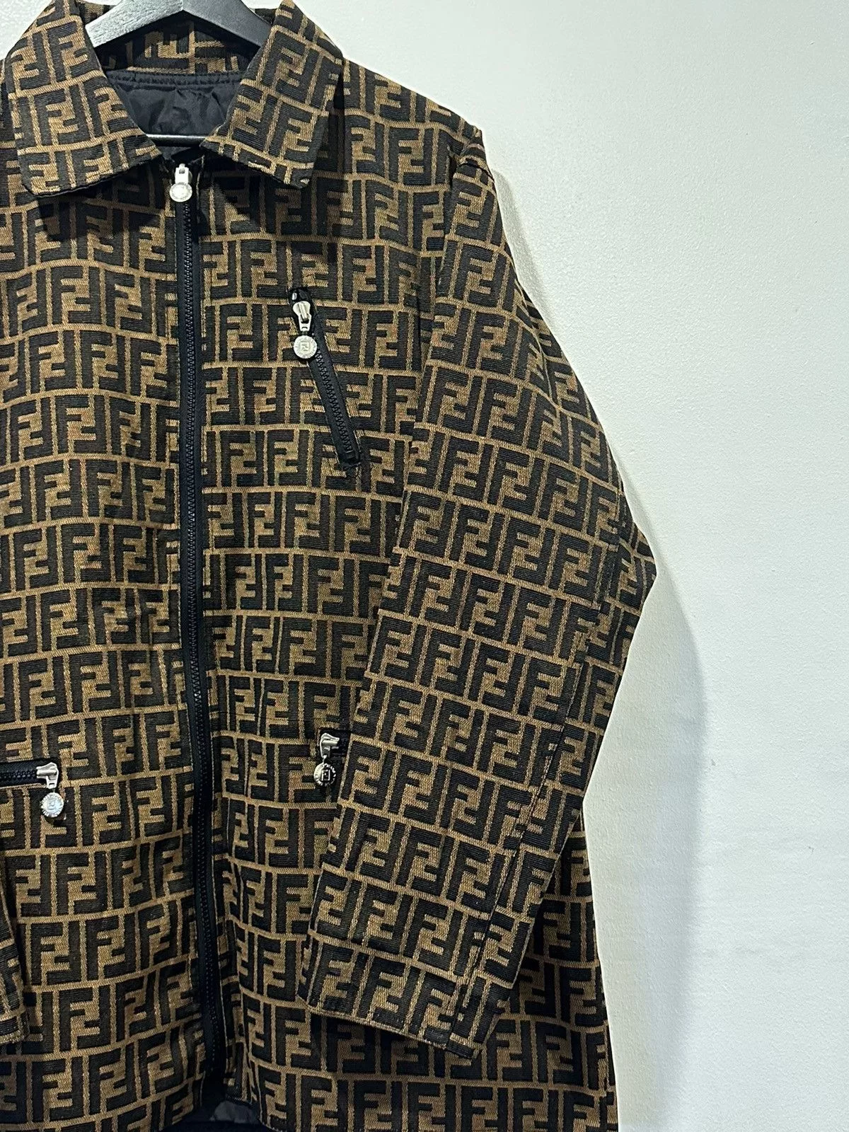 Fendi Light Jackets FENDI - Reversible Jacket Monogram Brown