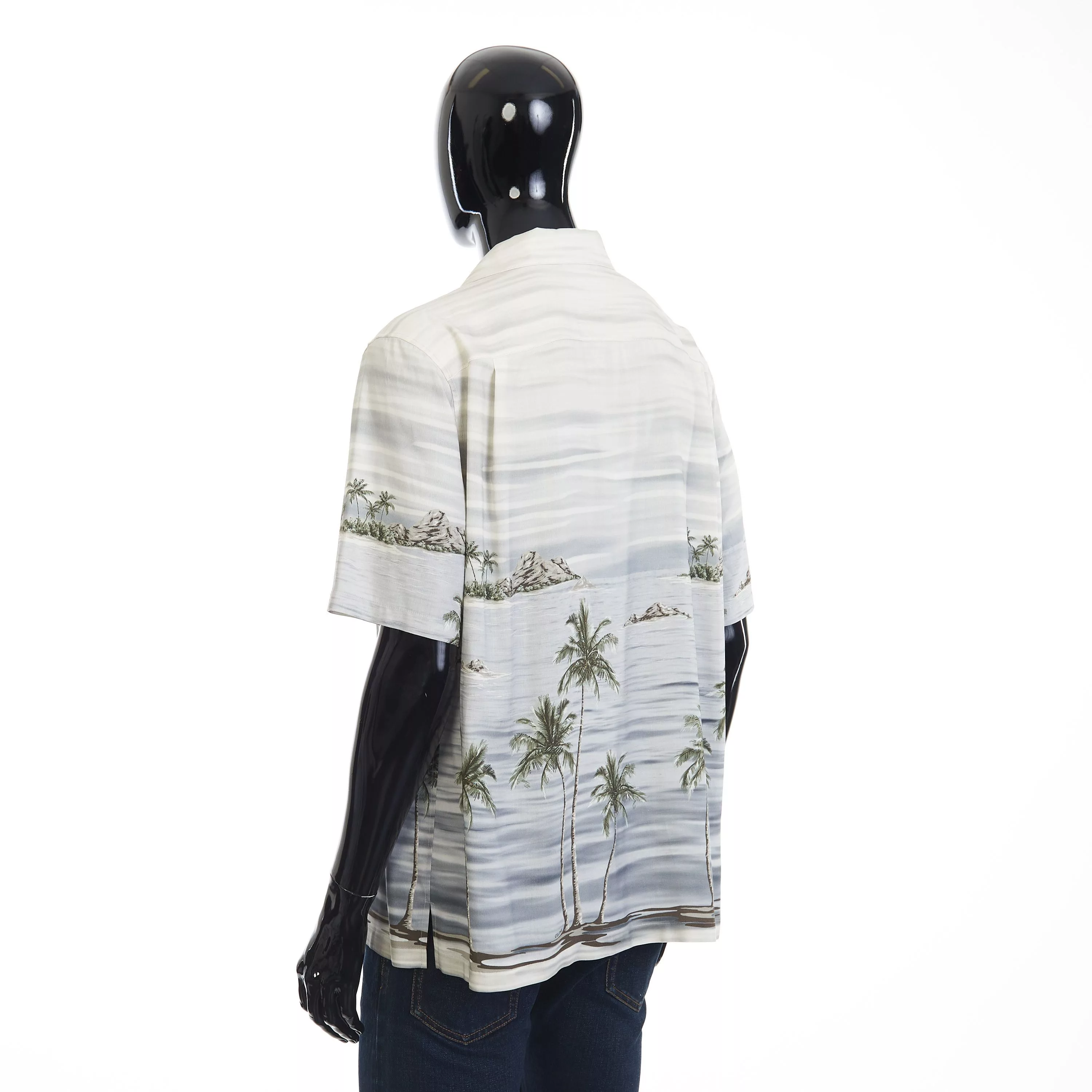 Celine Shirts Button Ups Celine Loose Hawaiian Shirt - Archipelago Print Viscose Gray