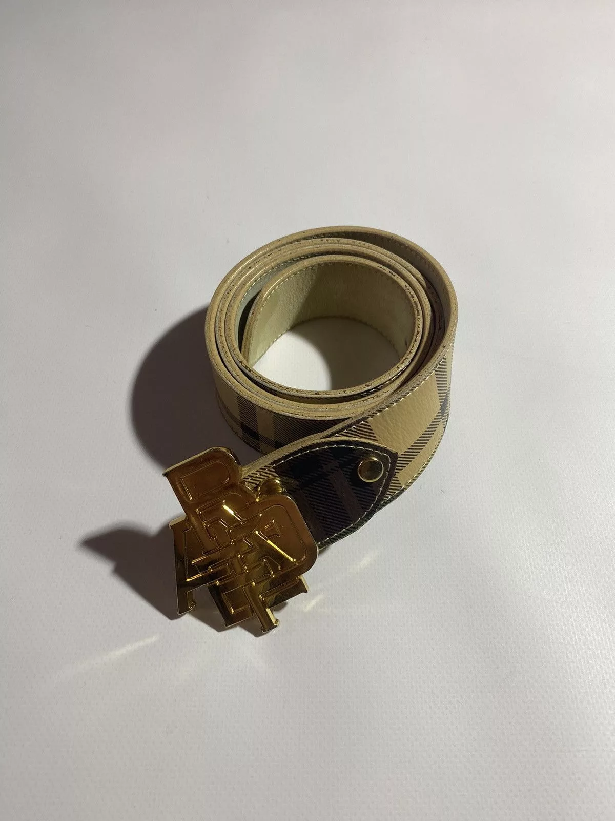 Bape Belts Bape Check Leather Belt Brown