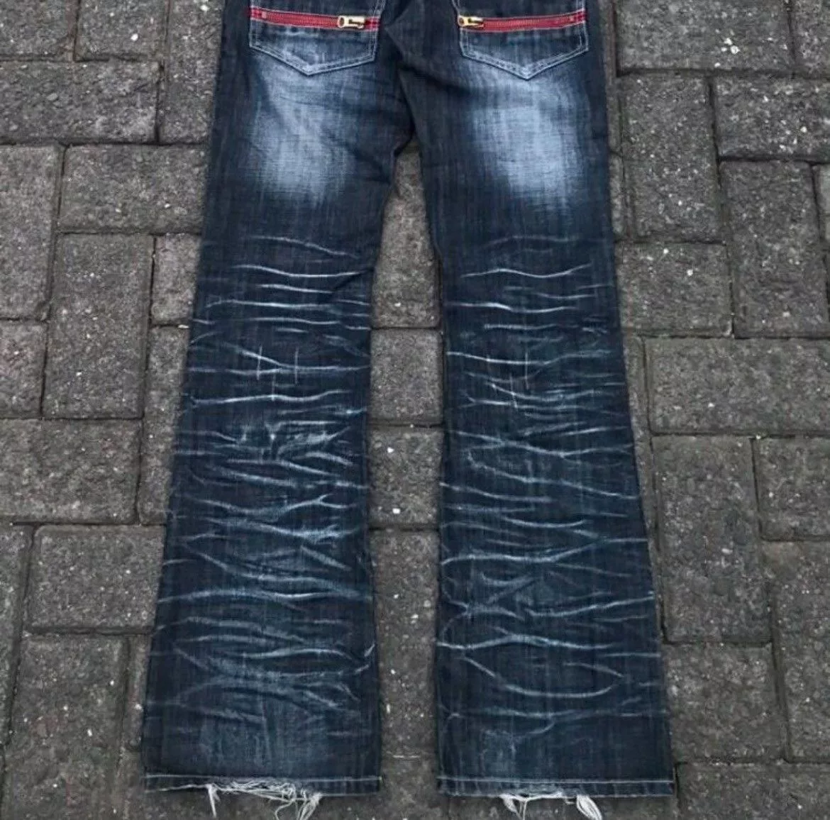 semanticdesign Denim semanticdesign Semantic Design Faded Flare Denim Pants Blue