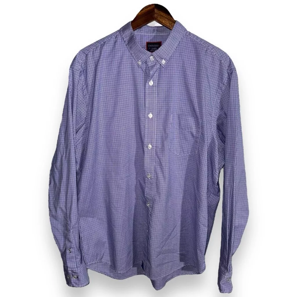 UNTUCKit Shirts Button Ups UntuckIt Purple & Navy Check Button Down Shirt Size XL