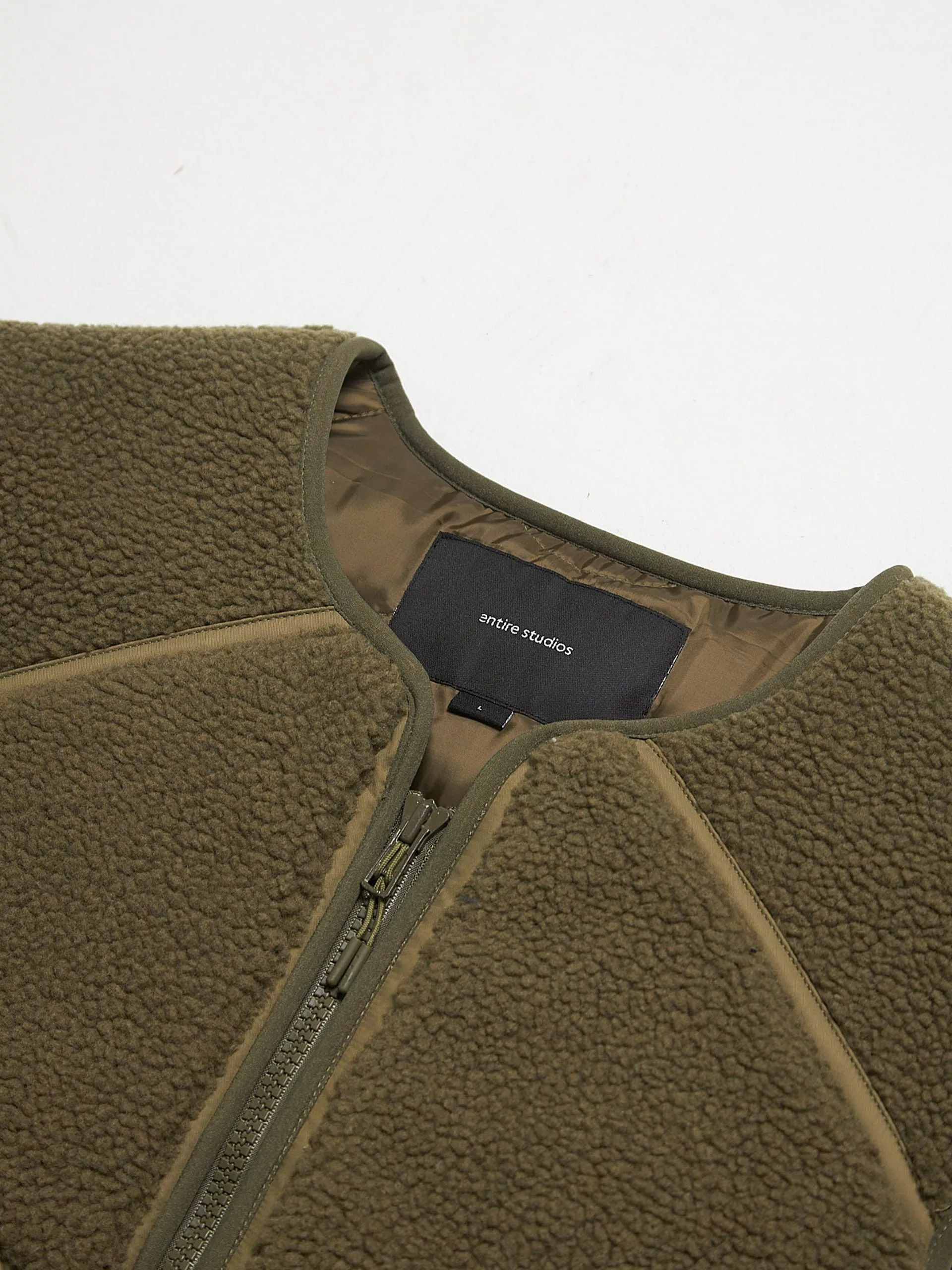 Entire Studios Light Jackets Entire Studios Khaki Quilted Zipped Fleece Polyester Vest Brown