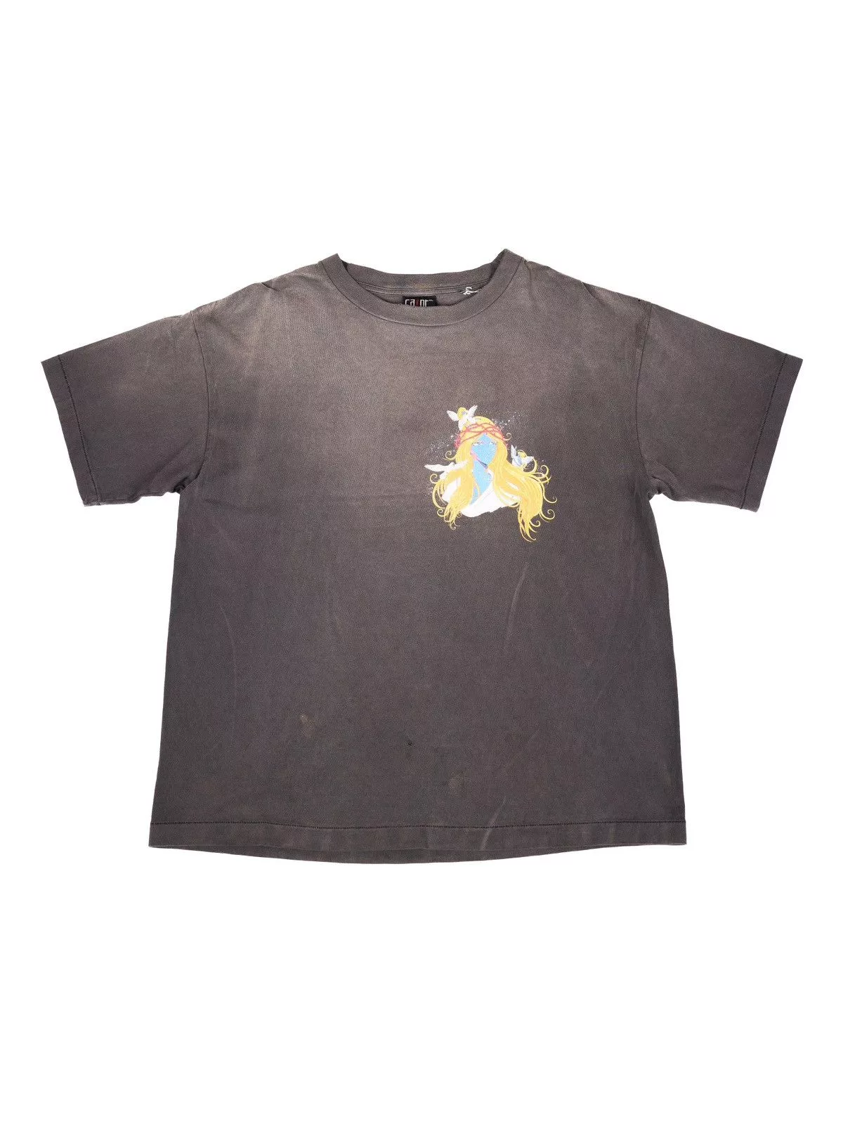 Saint Michael Short Sleeve T Shirts Saint Michael Blue Face Tee Black