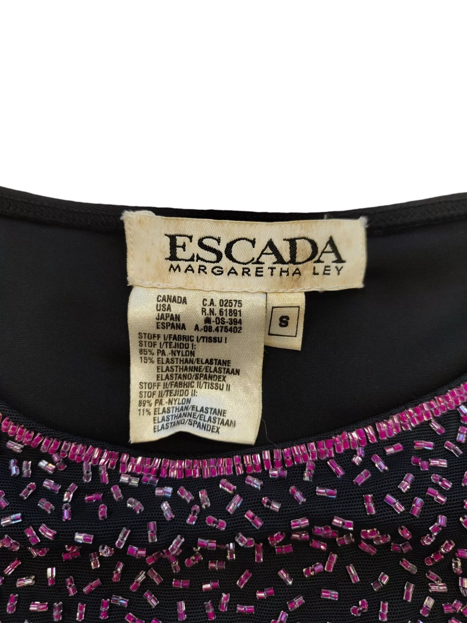 Escada Tank Tops Escada Black Top With Violet Sequenced Front