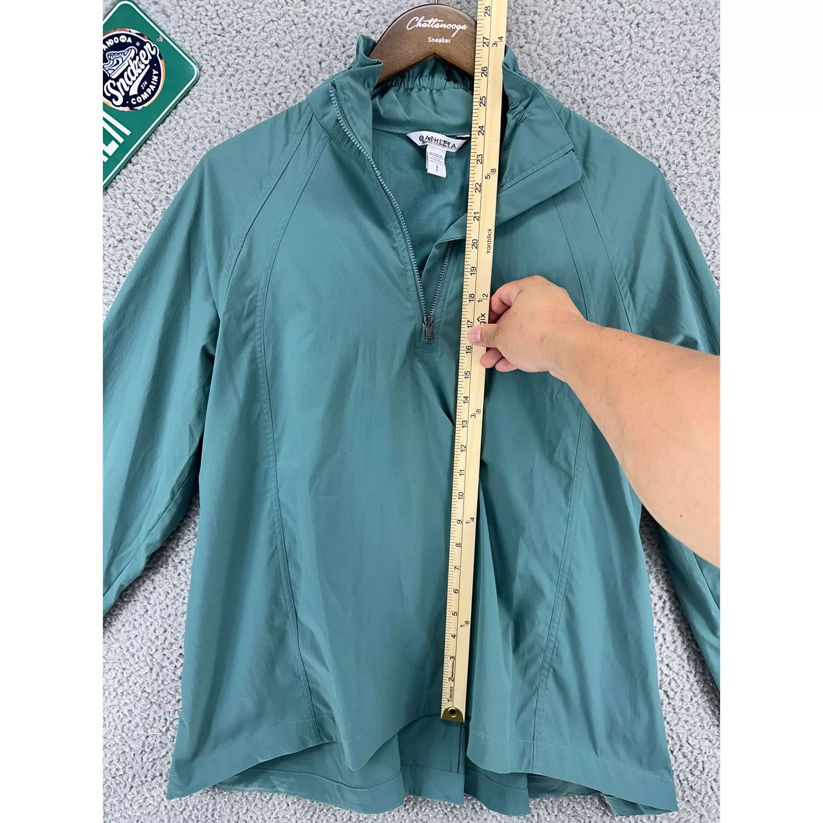 Athleta Jackets Athleta Rain Pullover Jacket Womens S Teal Poplin Top Small Green