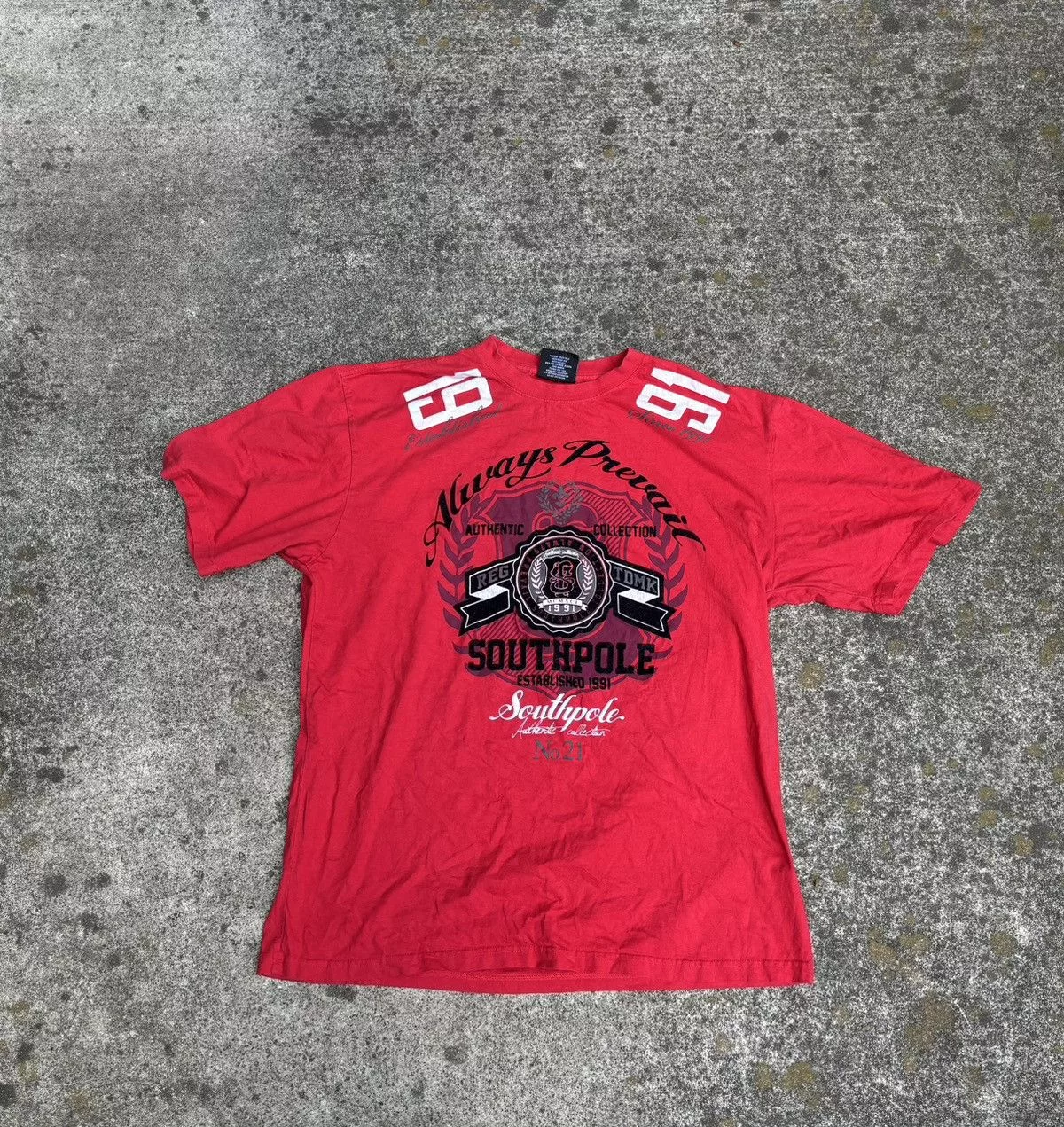 Southpole Short Sleeve T Shirts Vintage Y2K Style Southpole Grunge T shirt Red