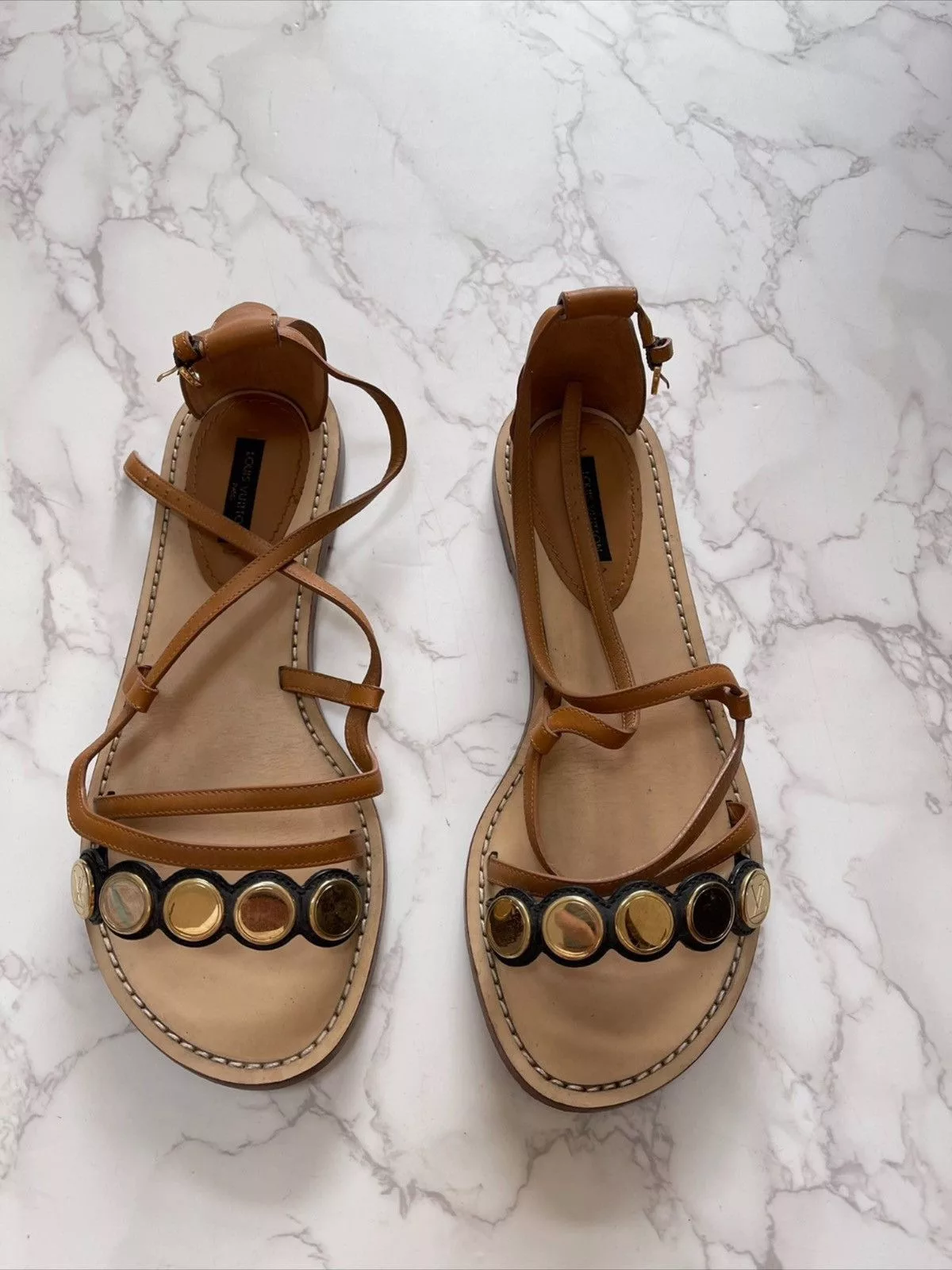 Louis Vuitton Sandals Louis Vuitton Gold Leather sandal Brown