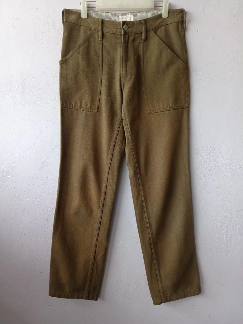 Global Work Cropped Pants Global Work Herringbone Army Style Pants Brown