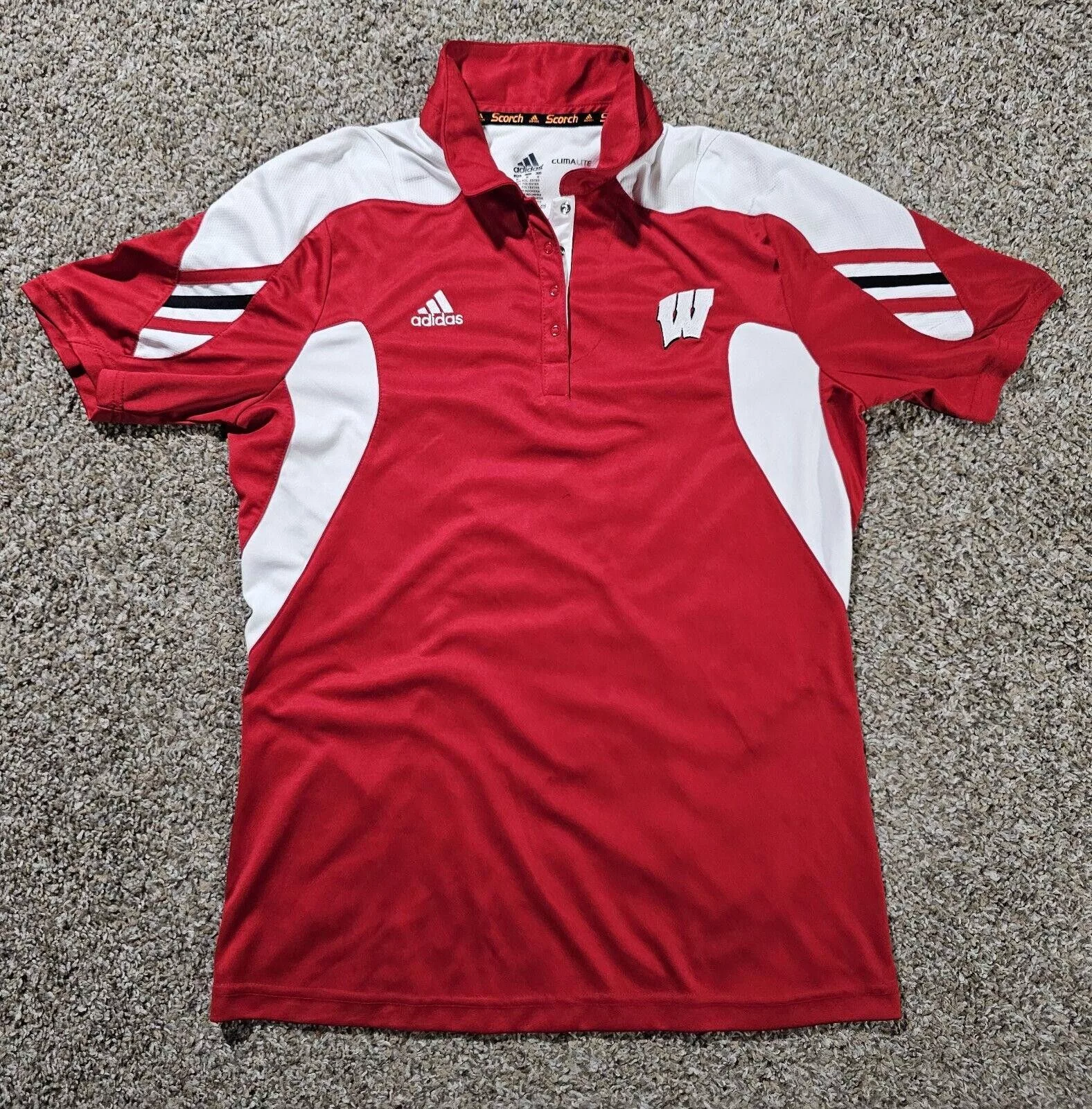 Adidas Miscellaneous Adidas Scorch Climalite Women M Wisconsin Badgers Golf Shirt Red