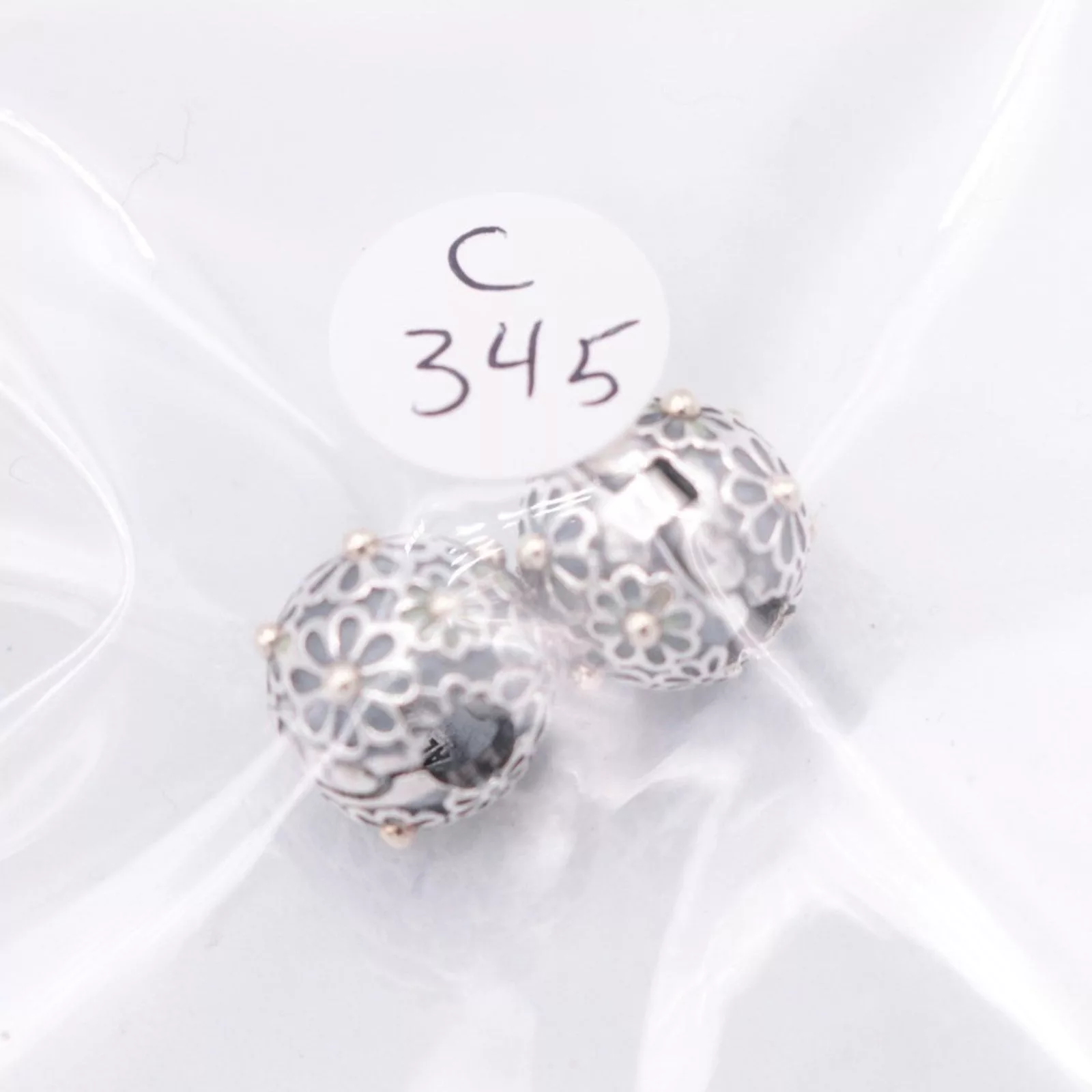 pandora Charms Authentic PANDORA Lazy Daisy Clip with 14K Gold Silver