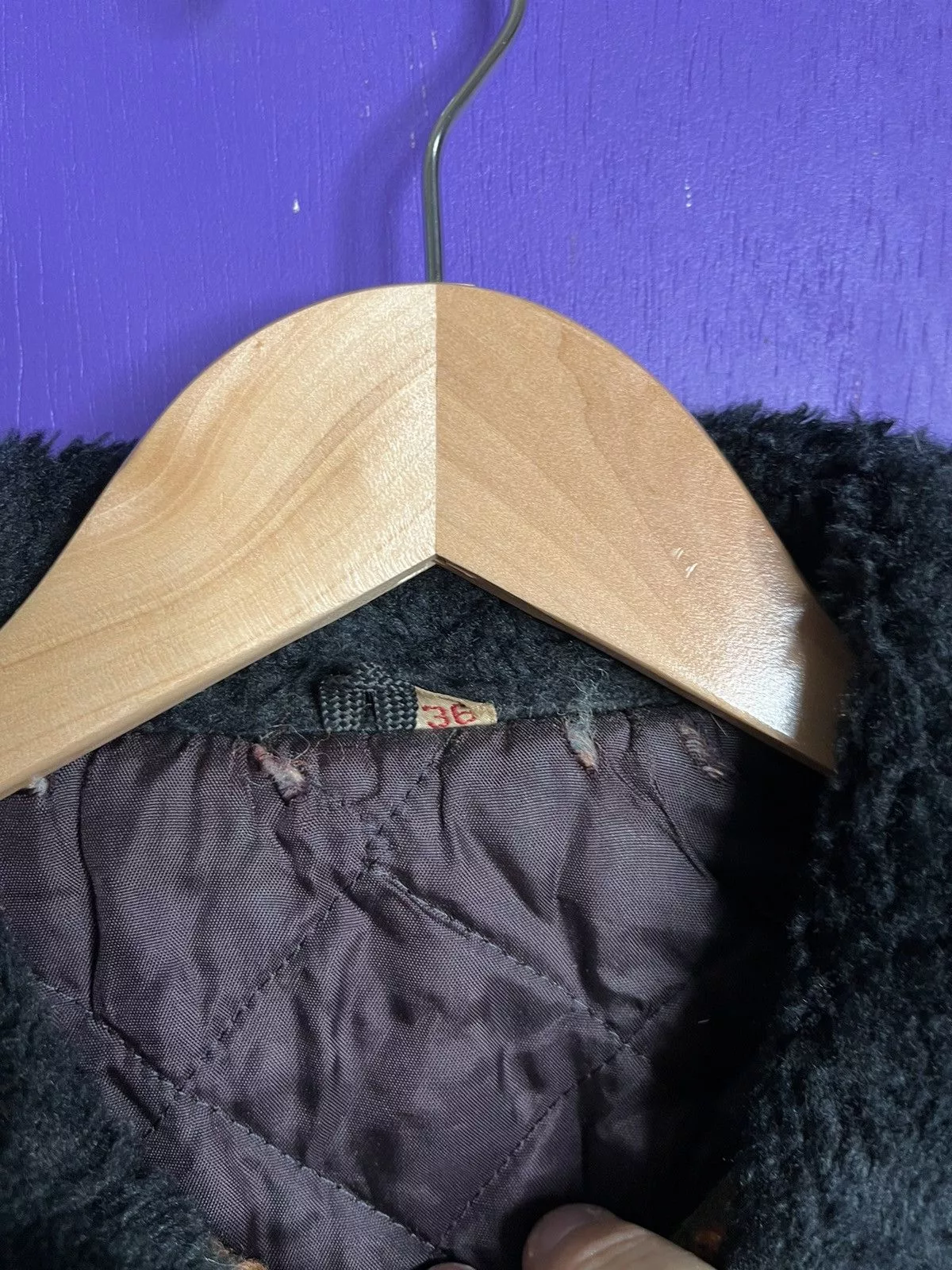 Vintage Bombers Vintage 70s Plaid fur collar airman’s jacket Multi