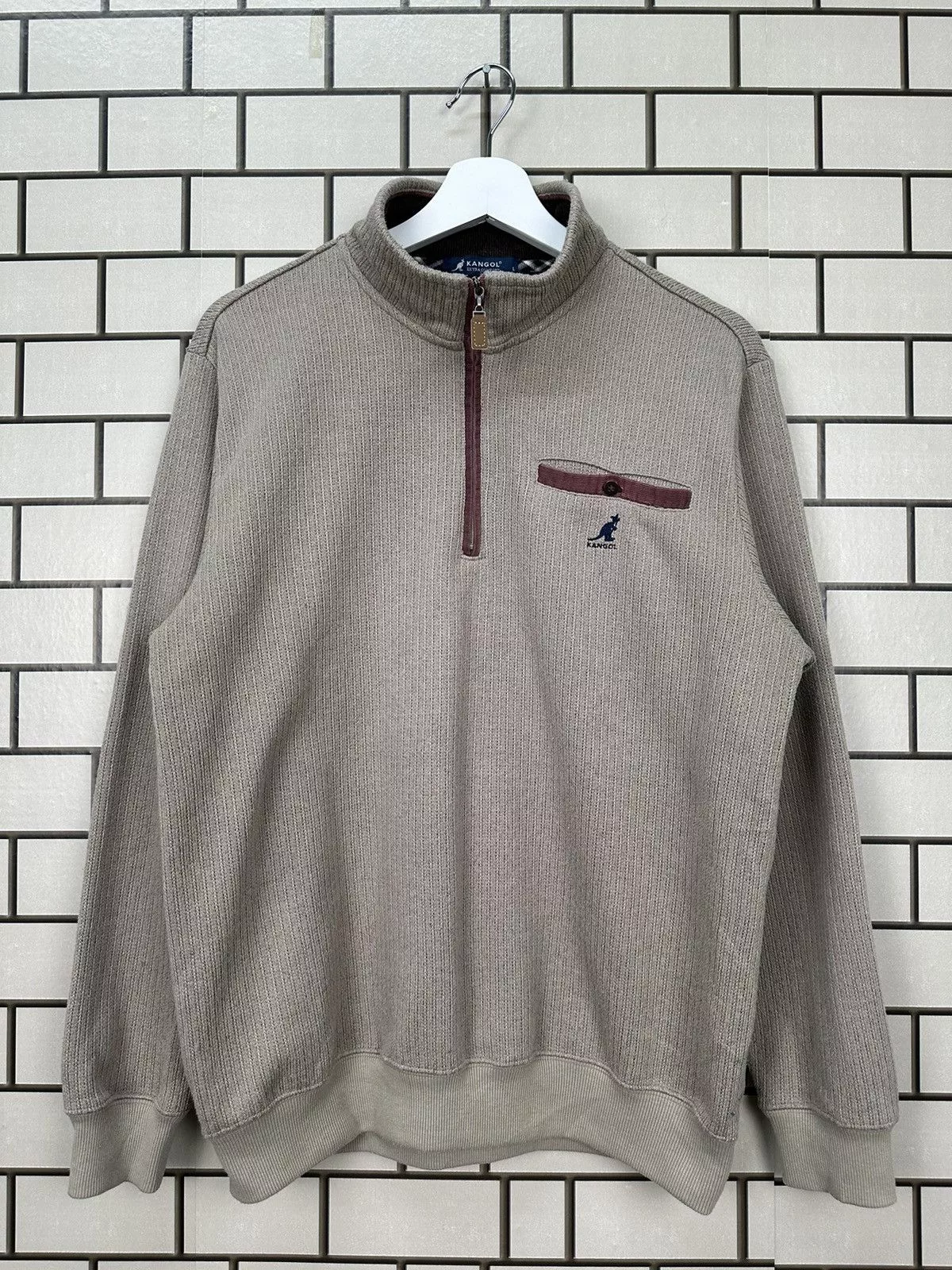 Kangol Light Jackets Kangol × Vintage Vintage Kangol Half Zipper Jacket Brown