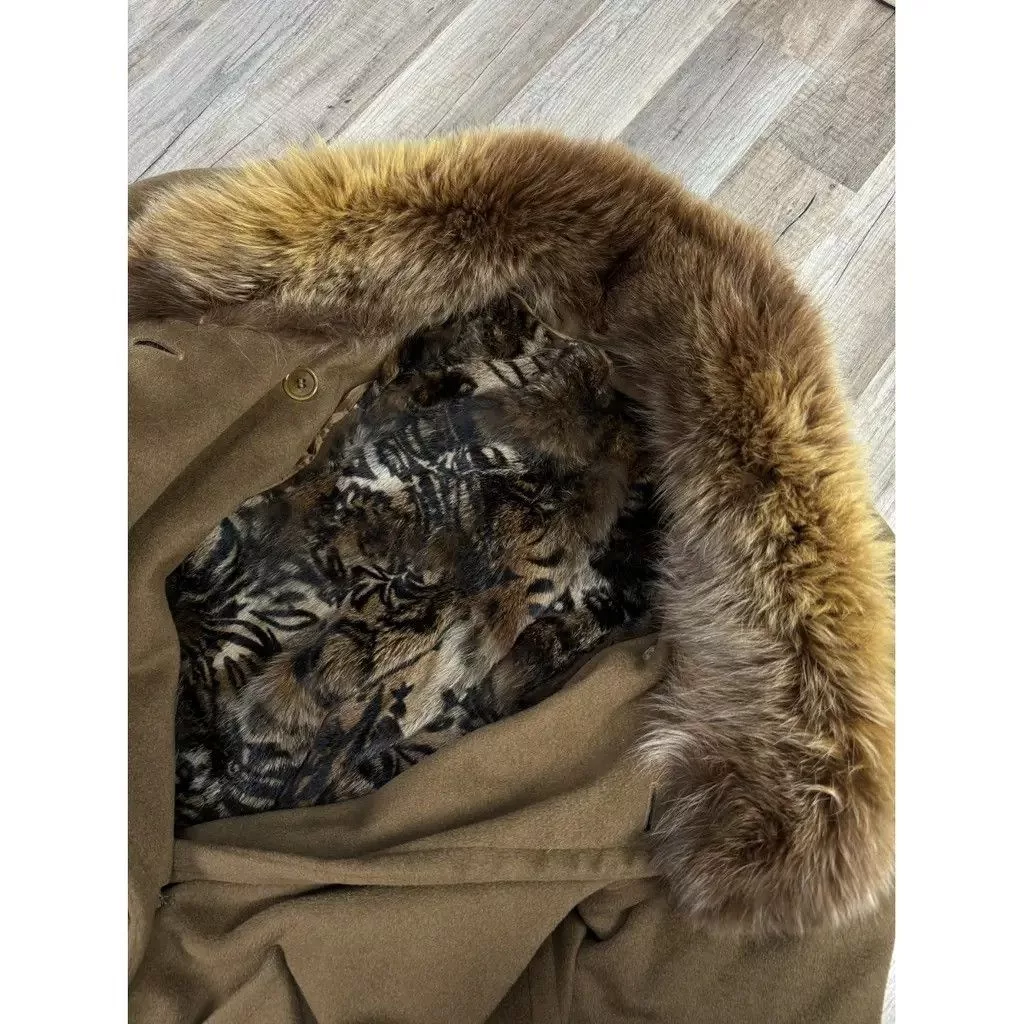 Escada Coats Escada Wool Coat with Red Fox Fur Size: 38 Brown