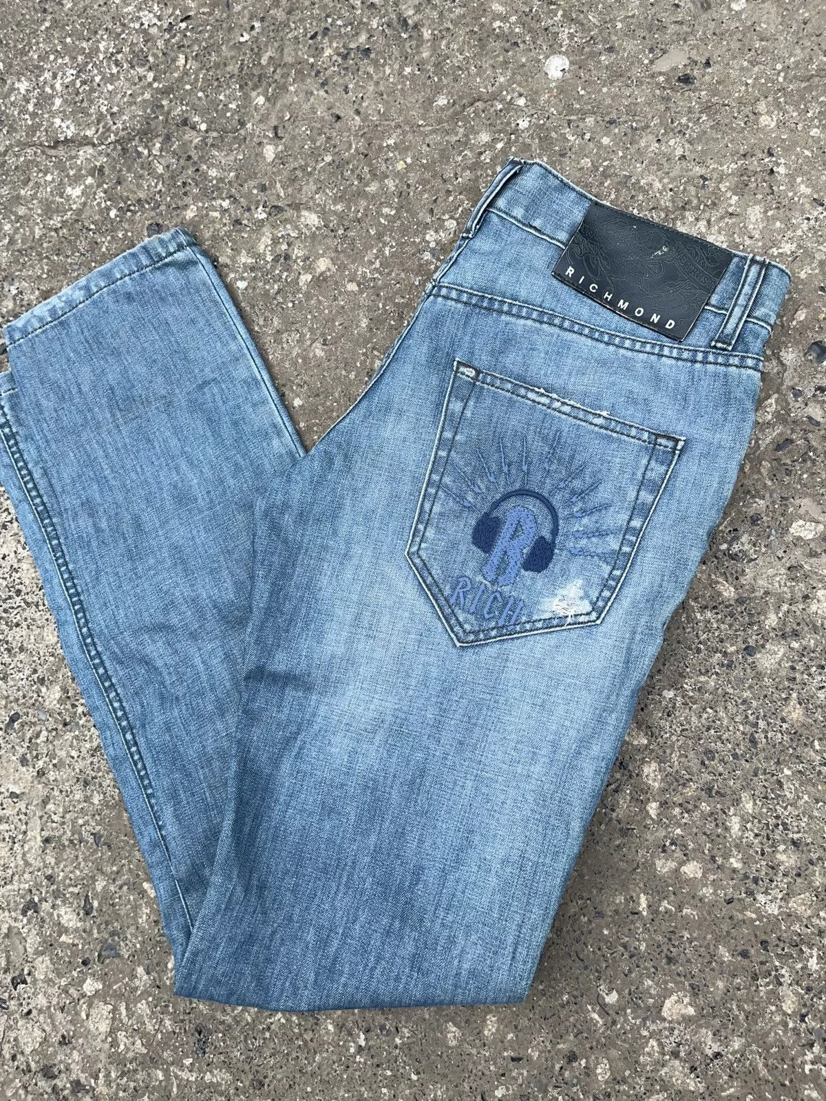 John Richmond Denim John Richmond × Richmond Denim × Vintage Vintage y2k Richmond Jeans Distressed Style Denim Blue