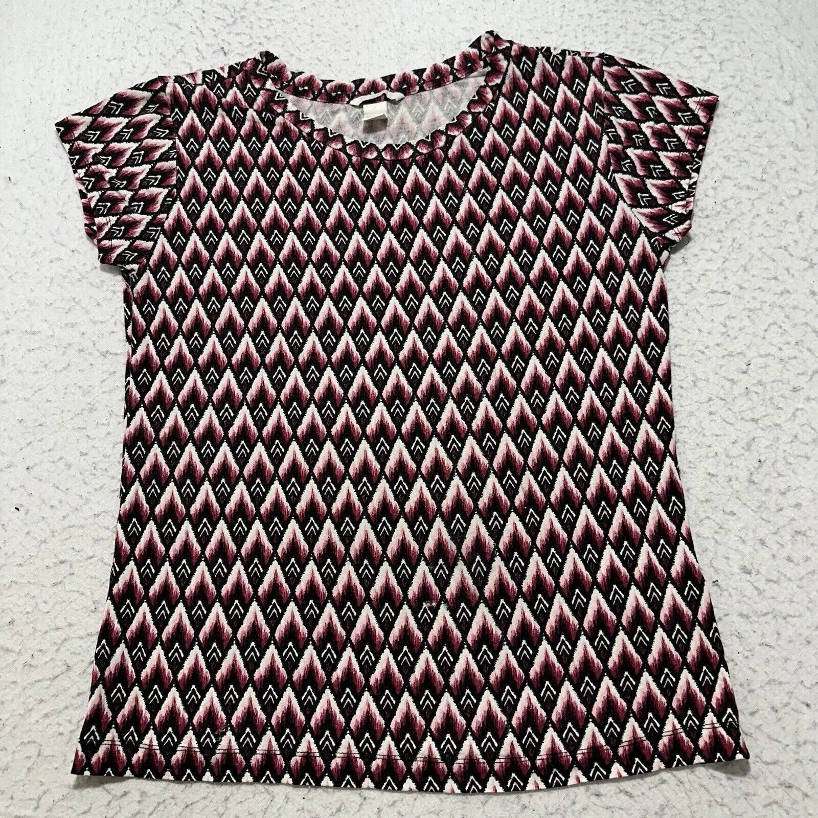 H&M Blouses H&M Medium Blouse Stretch Black Pink Geometric Pattern Top