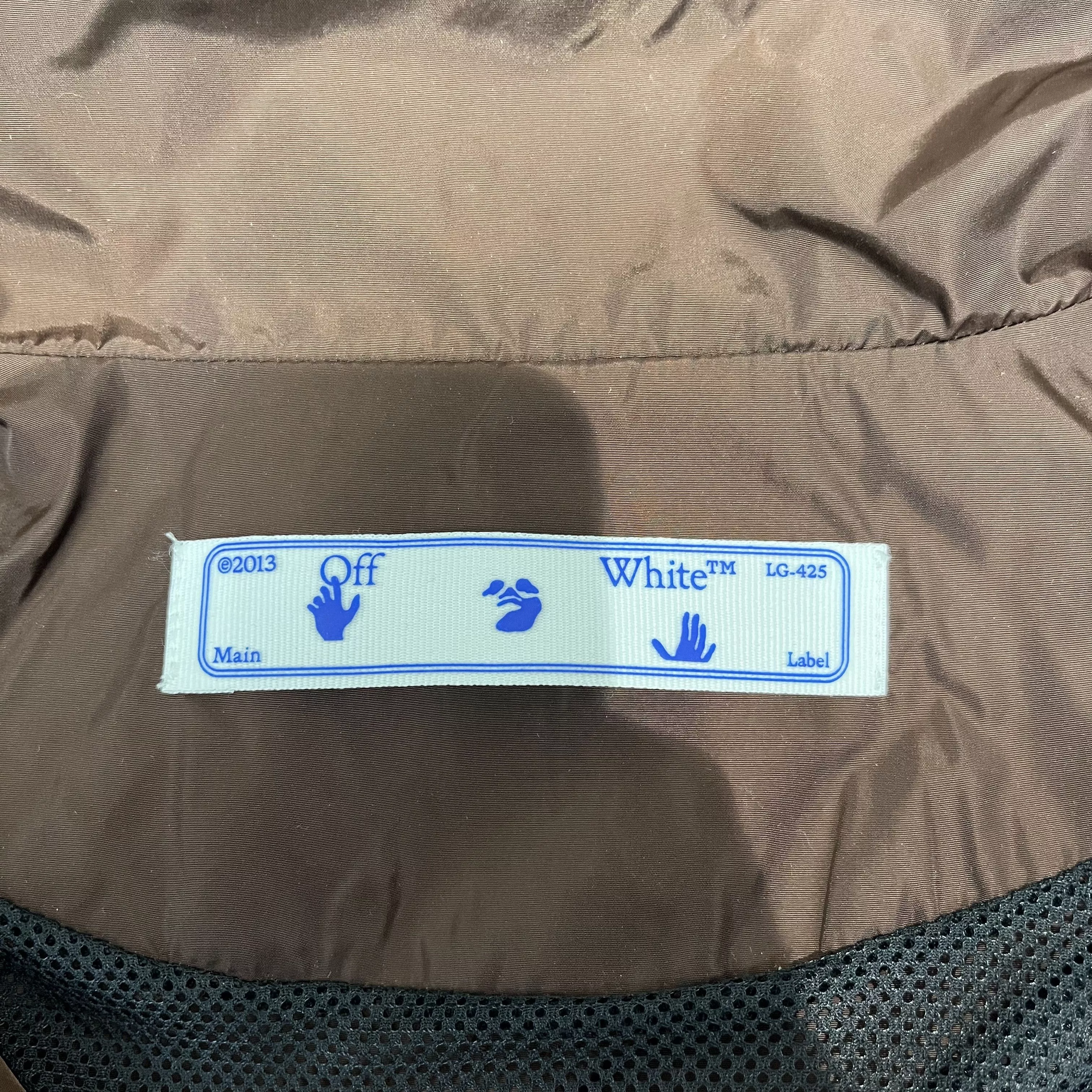 Off-White Light Jackets Off-White Off White Zip Up Funnel Jacket Brown/Red