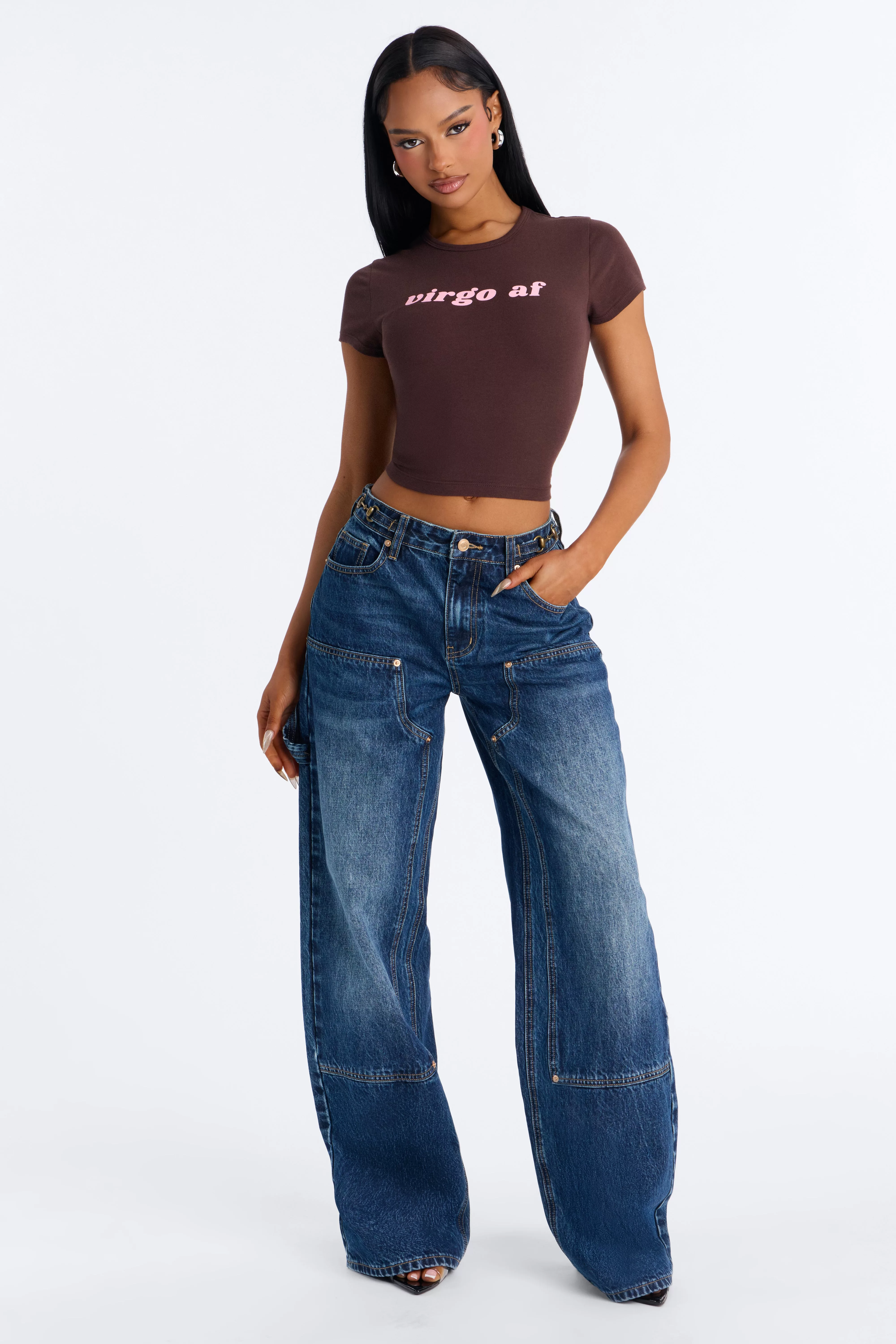 Virgo Af Baby Tee - Chocolate/Combo