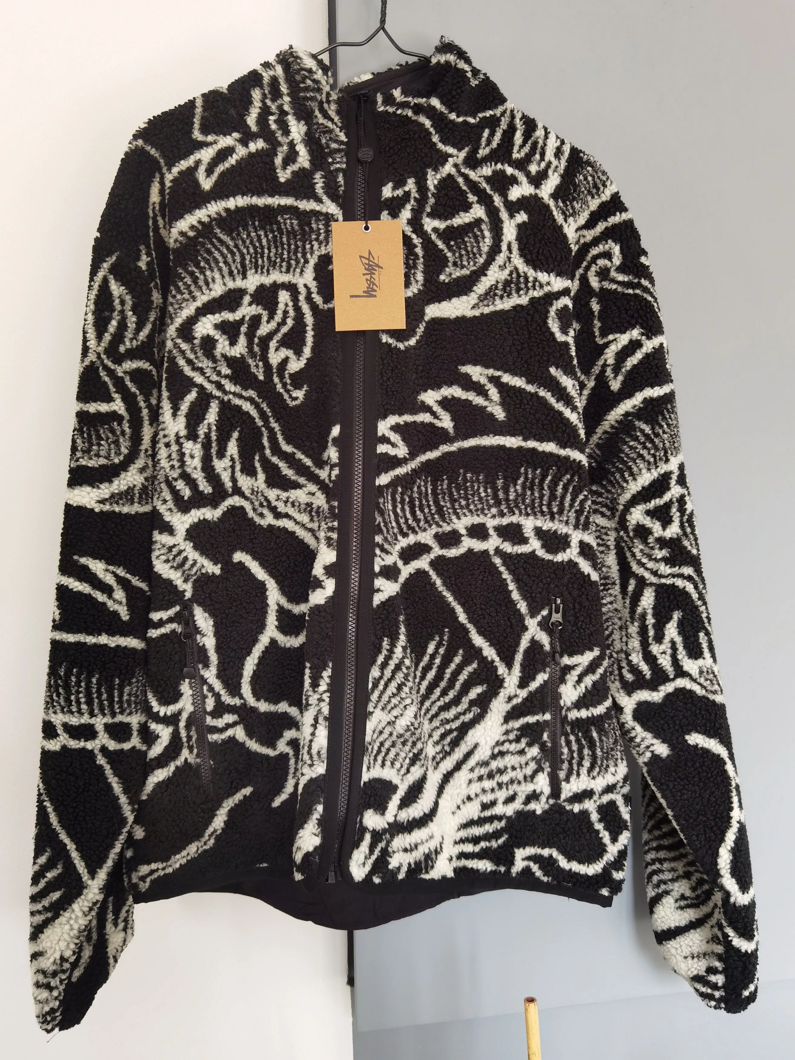 Stussy Heavy Coats Stussy Dragon Sherpa Jacket Black