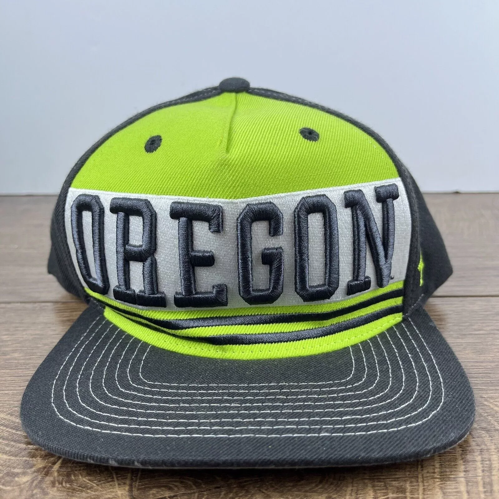 Other Hats Other Oregon Ducks Gray Green Hat Snapback Green Adjustable Hat Ad