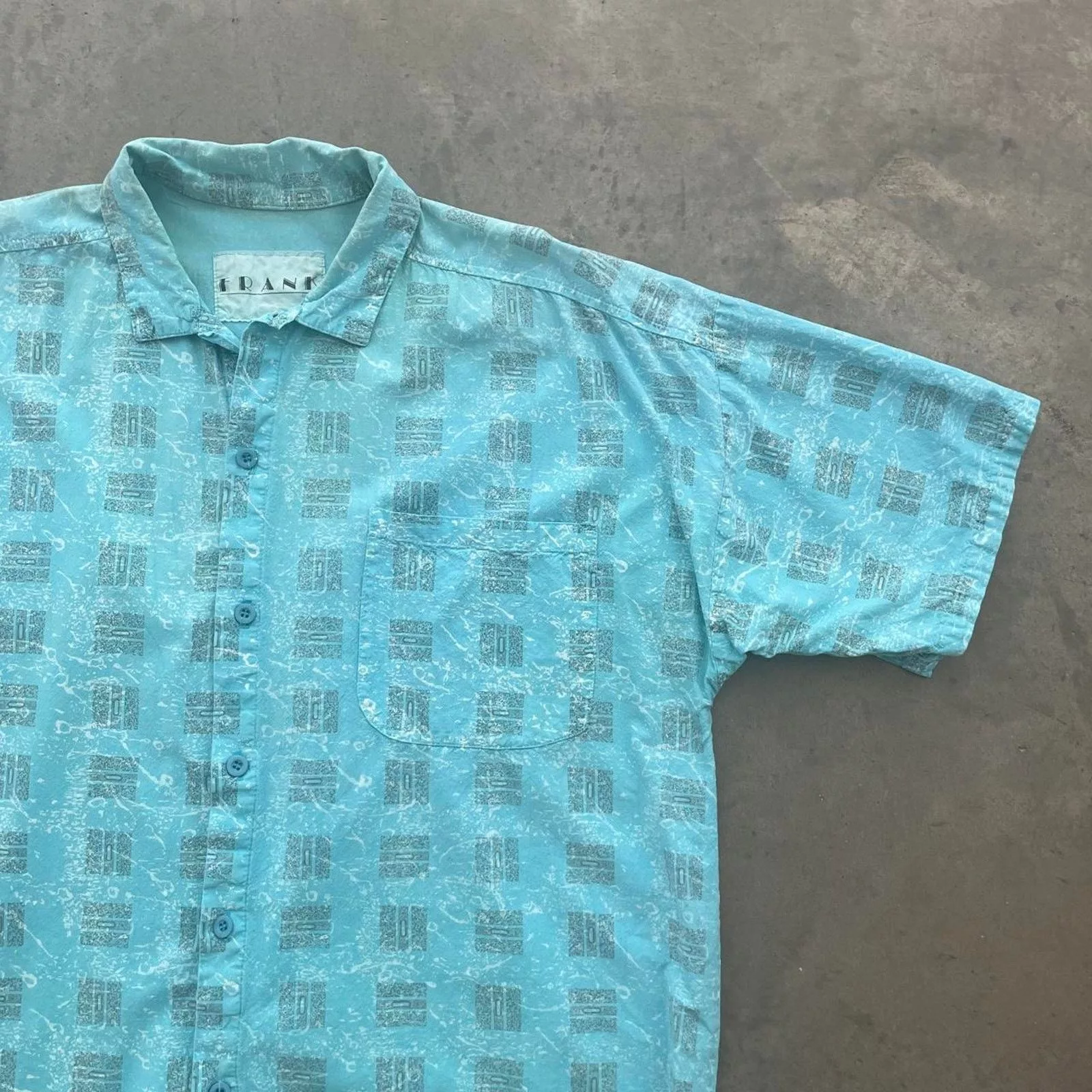 Vintage Shirts Button Ups Vintage Frank Light Blue Patterned Button Up Shirt