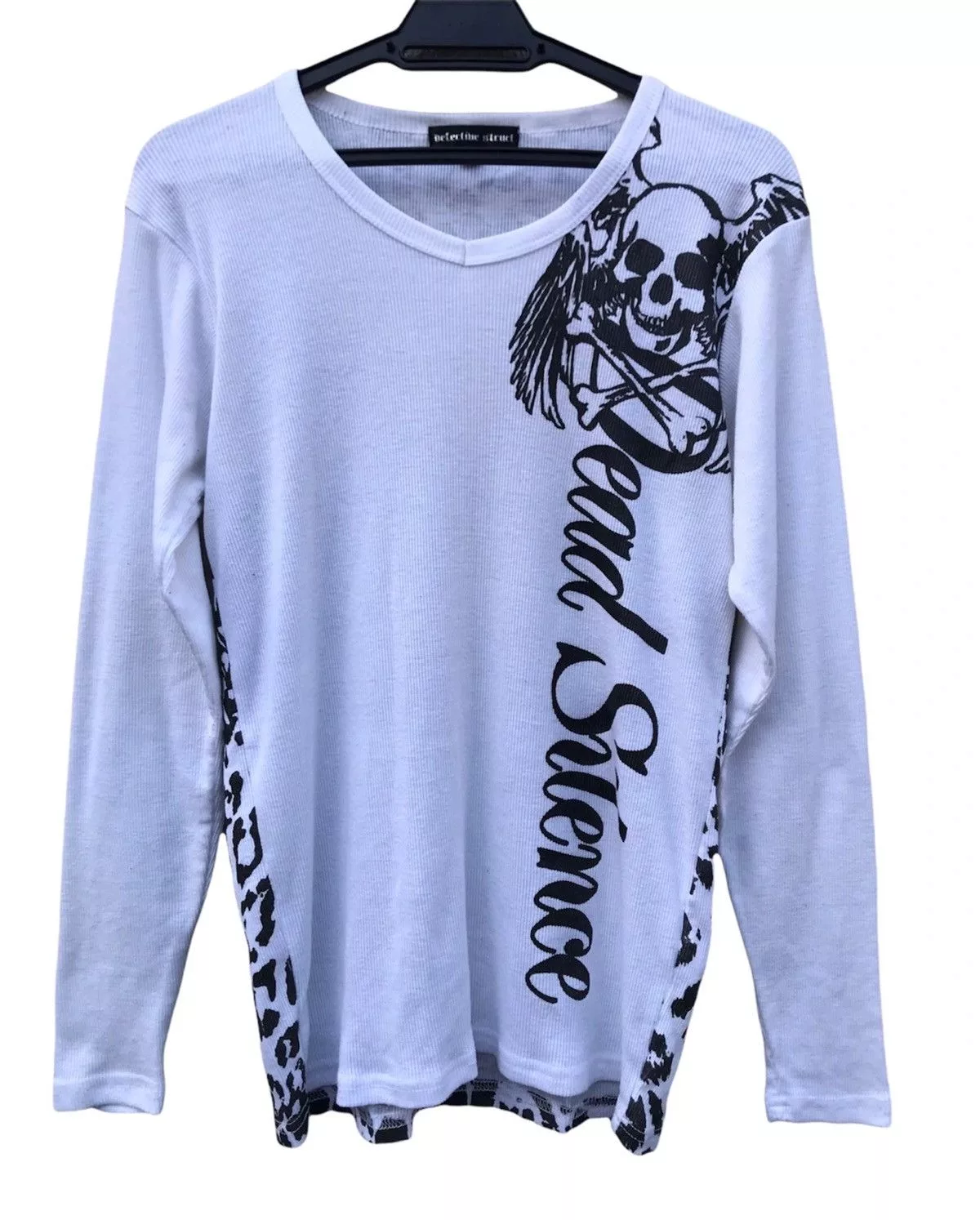 Seditionaries Long Sleeve T Shirts Seditionaries × Vintage 💀Defective Struct Skull Full Print Pleated Long Sleeve White