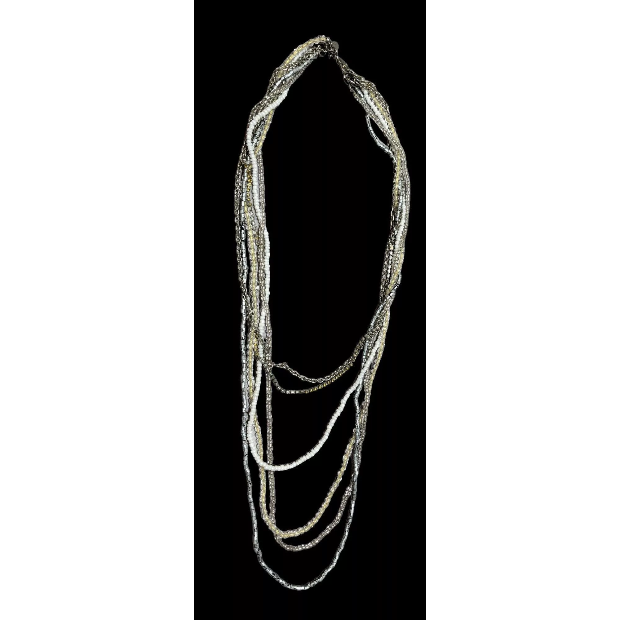 American Eagle Outfitters Necklaces American Eagle Outfitters AEO Multilayer Bohemian Glass Beaded Necklace White