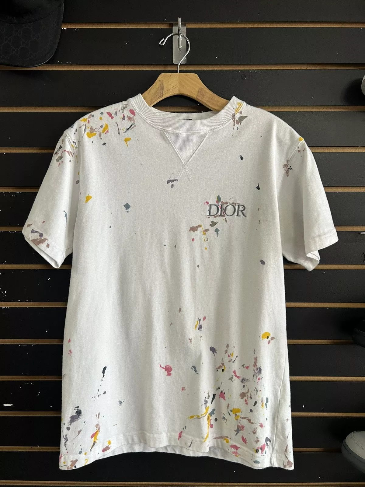 Dior Short Sleeve T Shirts Dior paint splatter shirt white