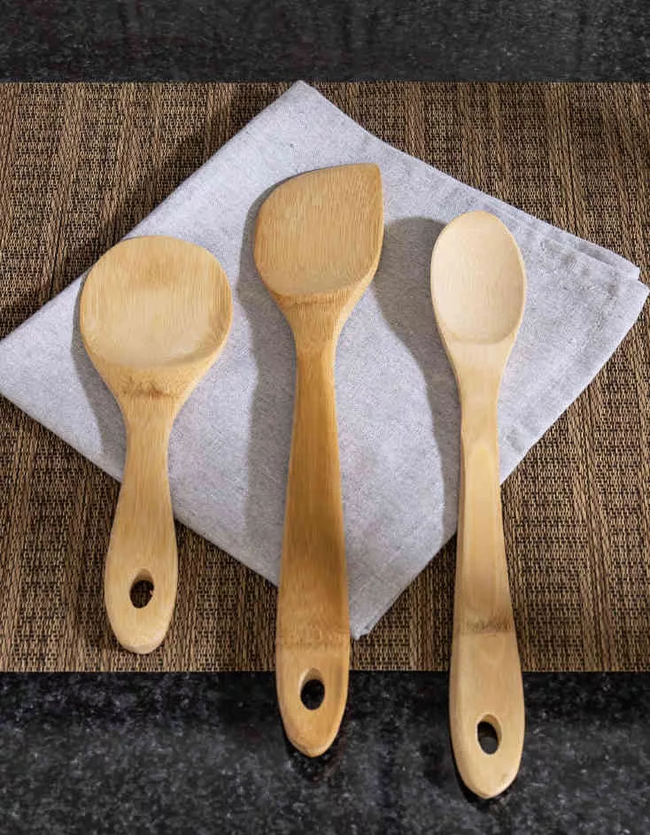 3 pc Bamboo Wok Utensil Set