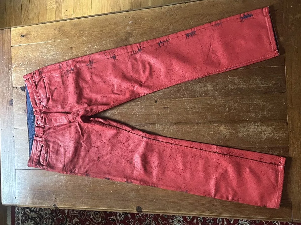 Maison Margiela Denim Maison Margiela Margiela H&M Red Paint Pants