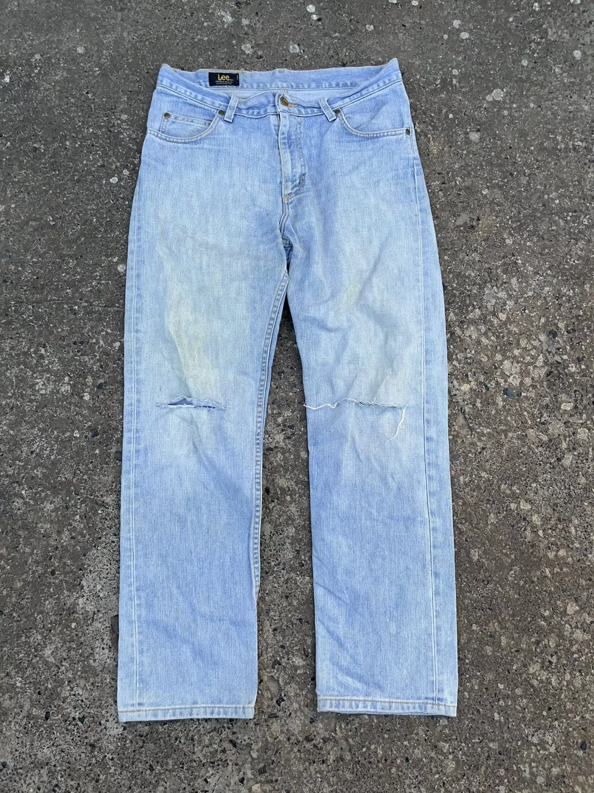 Lee Denim Lee × Vintage Vintage 90s Lee M.R. Distressed Jeans Washed Denim White