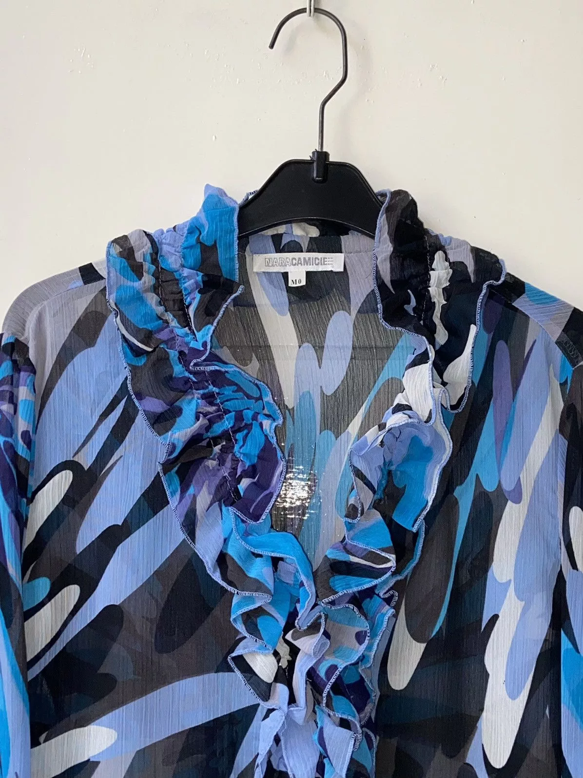 Designer Blouses Designer × Japanese Brand NARA CAMICIE Patterned Blouse Blue